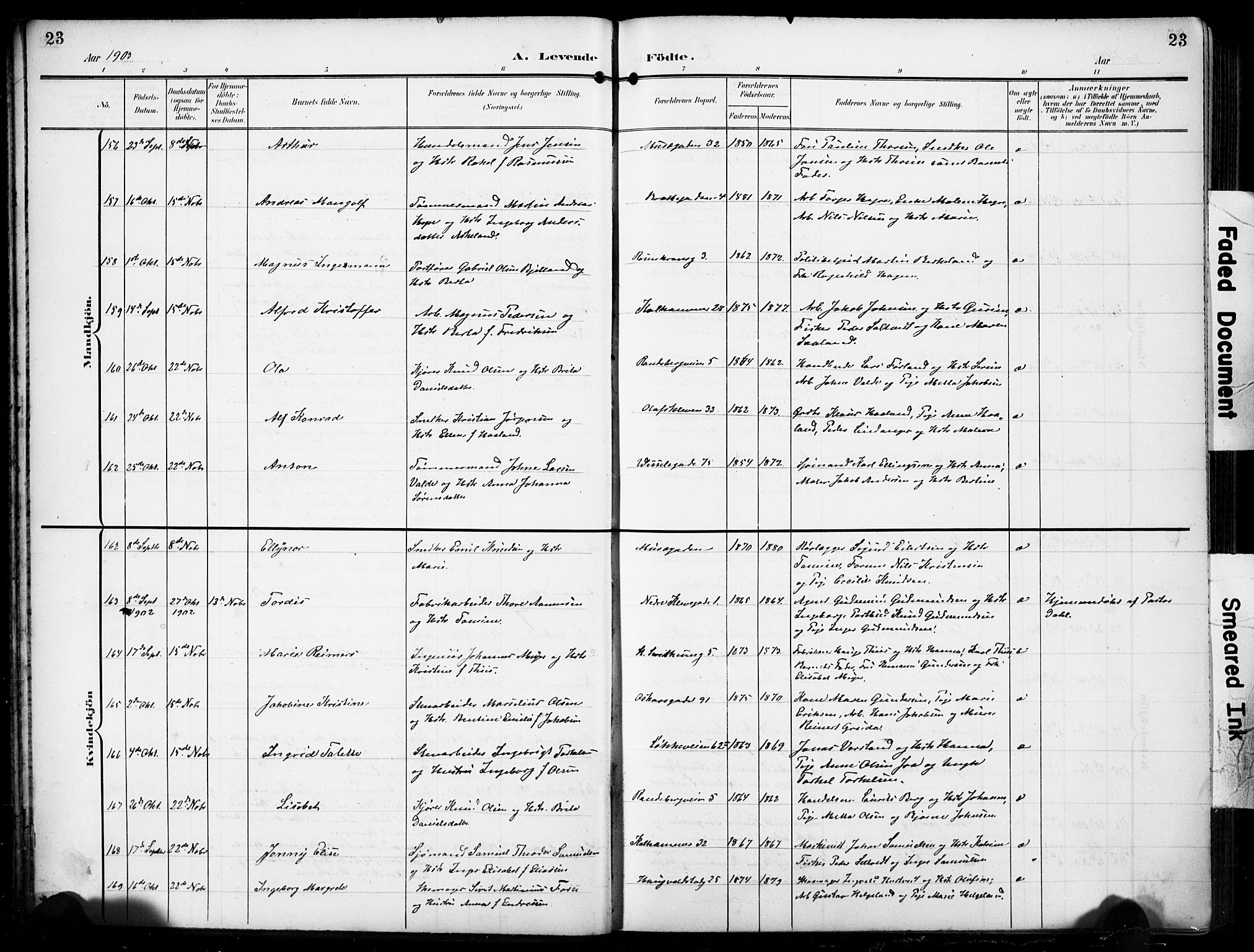 Domkirken sokneprestkontor, AV/SAST-A-101812/001/30/30BB/L0018: Klokkerbok nr. B 18, 1903-1915, s. 23