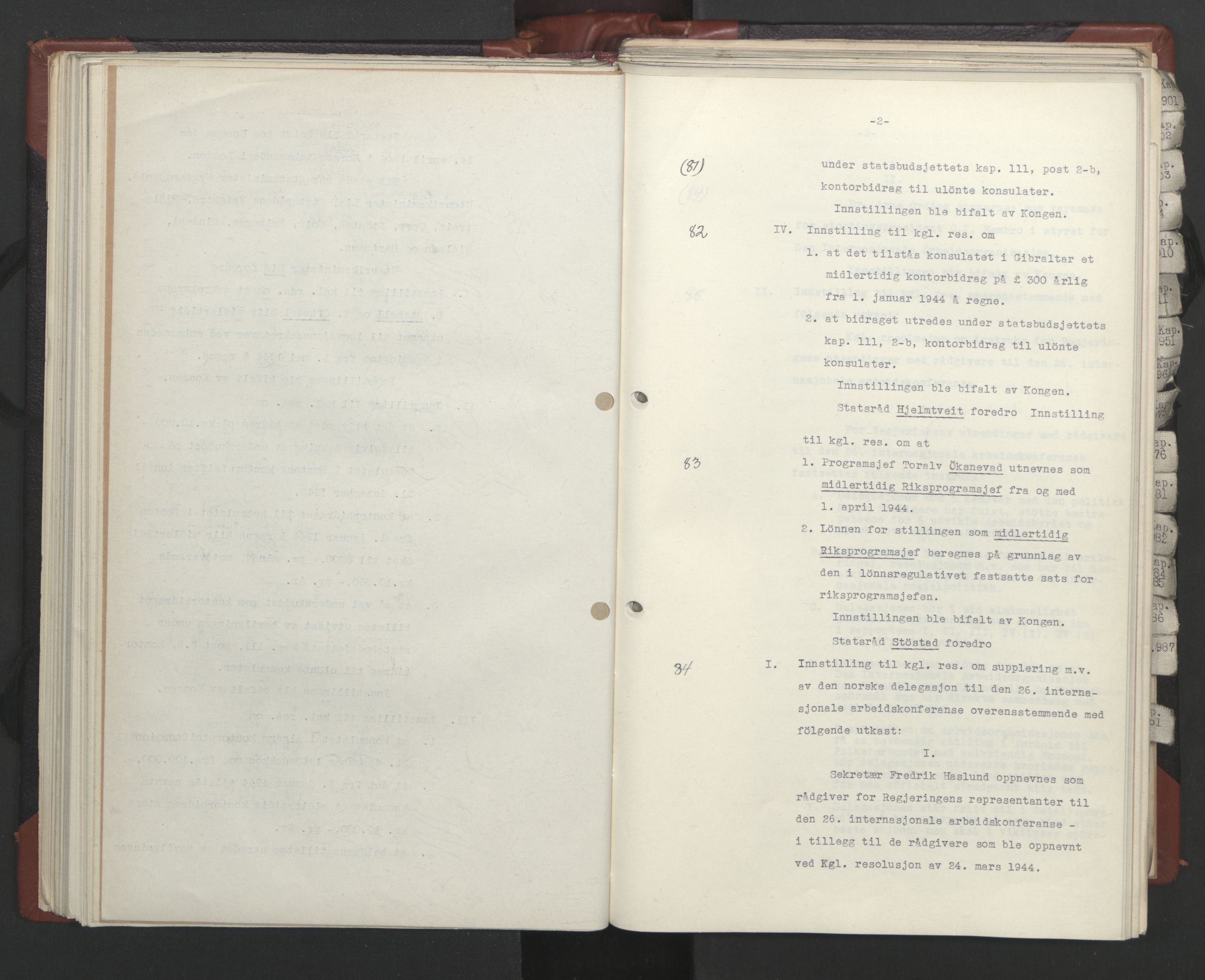 Statsrådssekretariatet, AV/RA-S-1001/A/Ac/L0124: Kgl. res. 14/1-30/6, 1944, s. 94