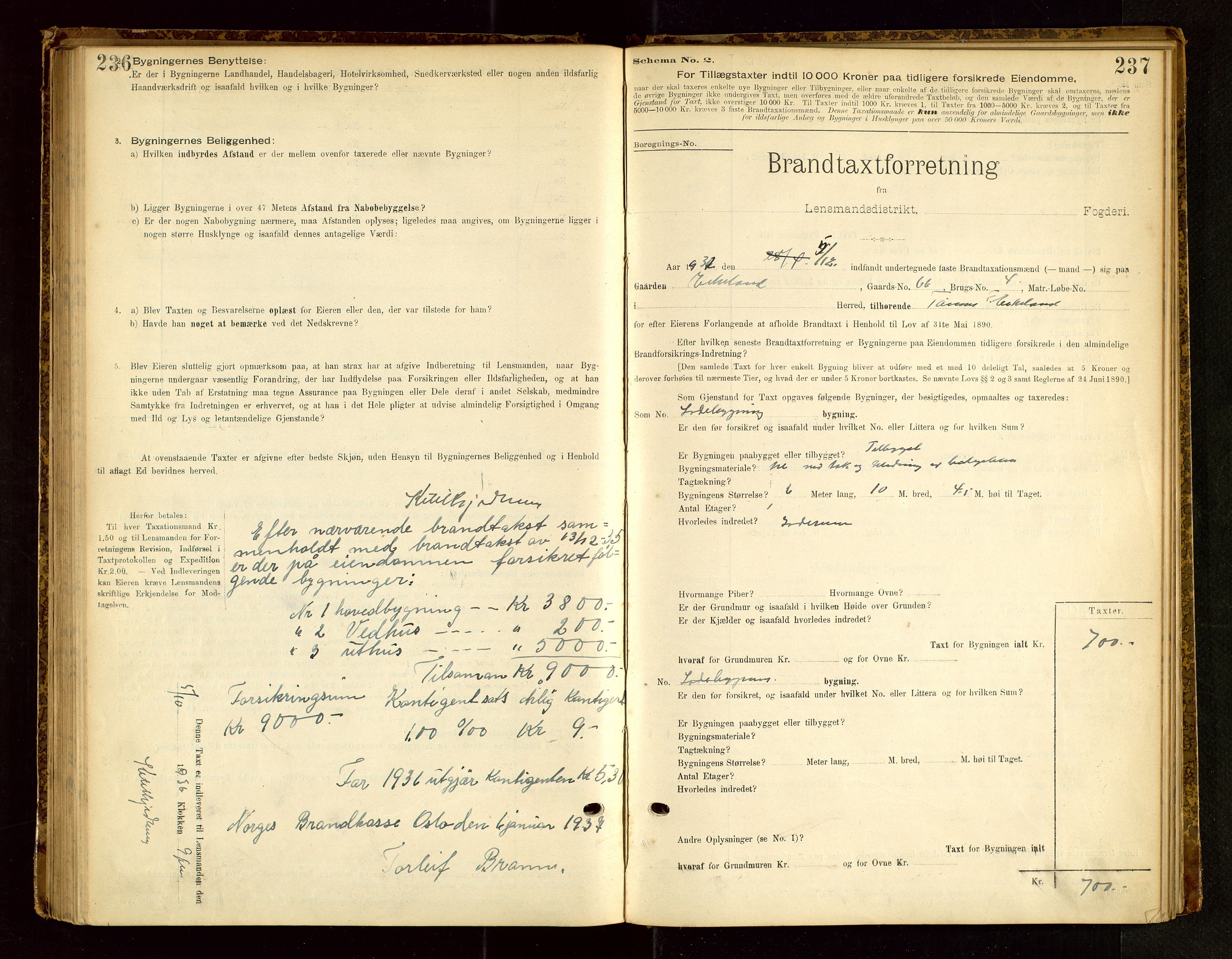 Bjerkreim lensmannskontor, SAST/A-100090/Gob/L0001: "Brandtaxationsprotokol", 1895-1950, s. 236-237