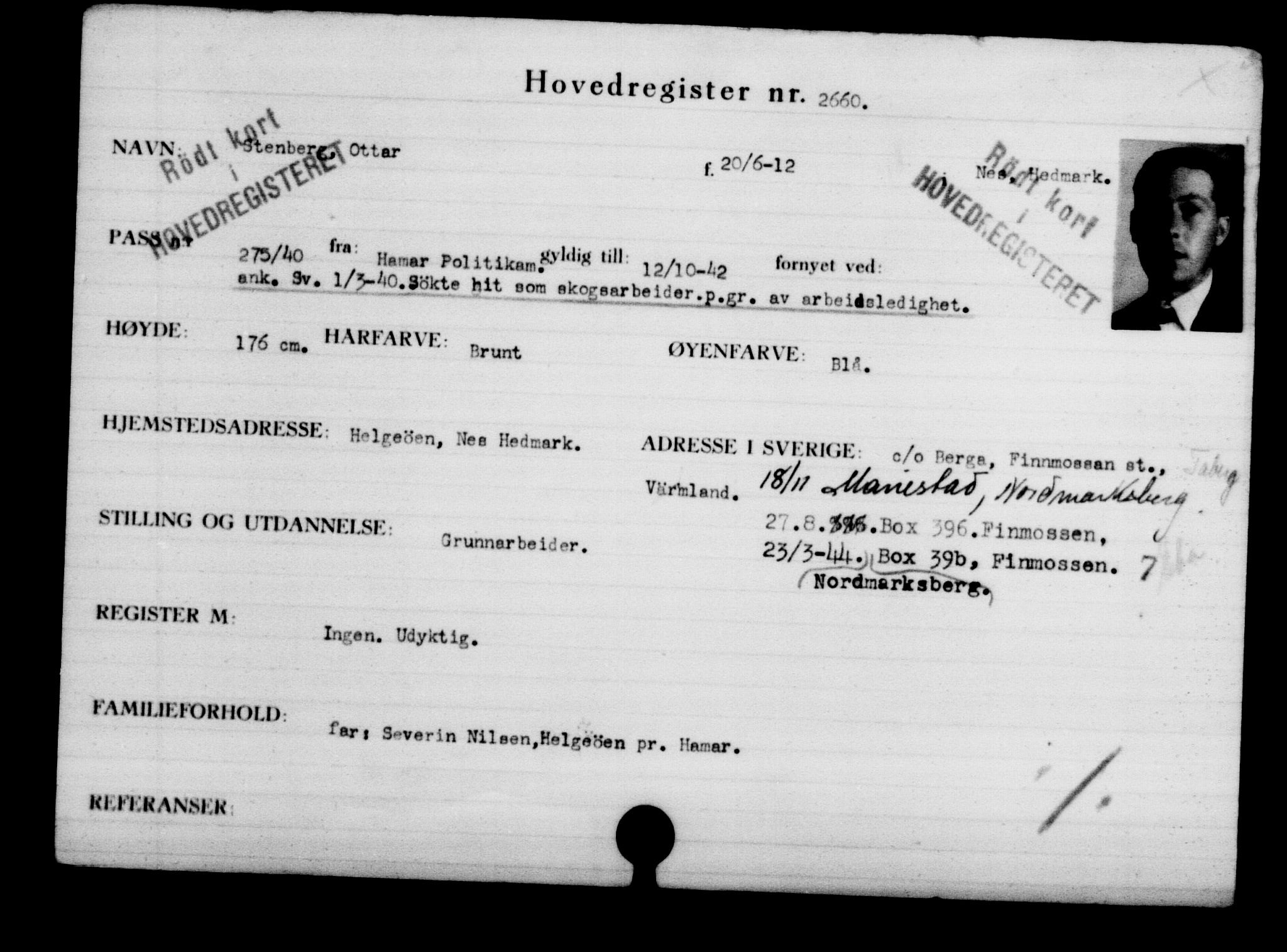 Den Kgl. Norske Legasjons Flyktningskontor, AV/RA-S-6753/V/Va/L0003: Kjesäterkartoteket.  Flyktningenr. 2001-3495, 1940-1945, s. 1027