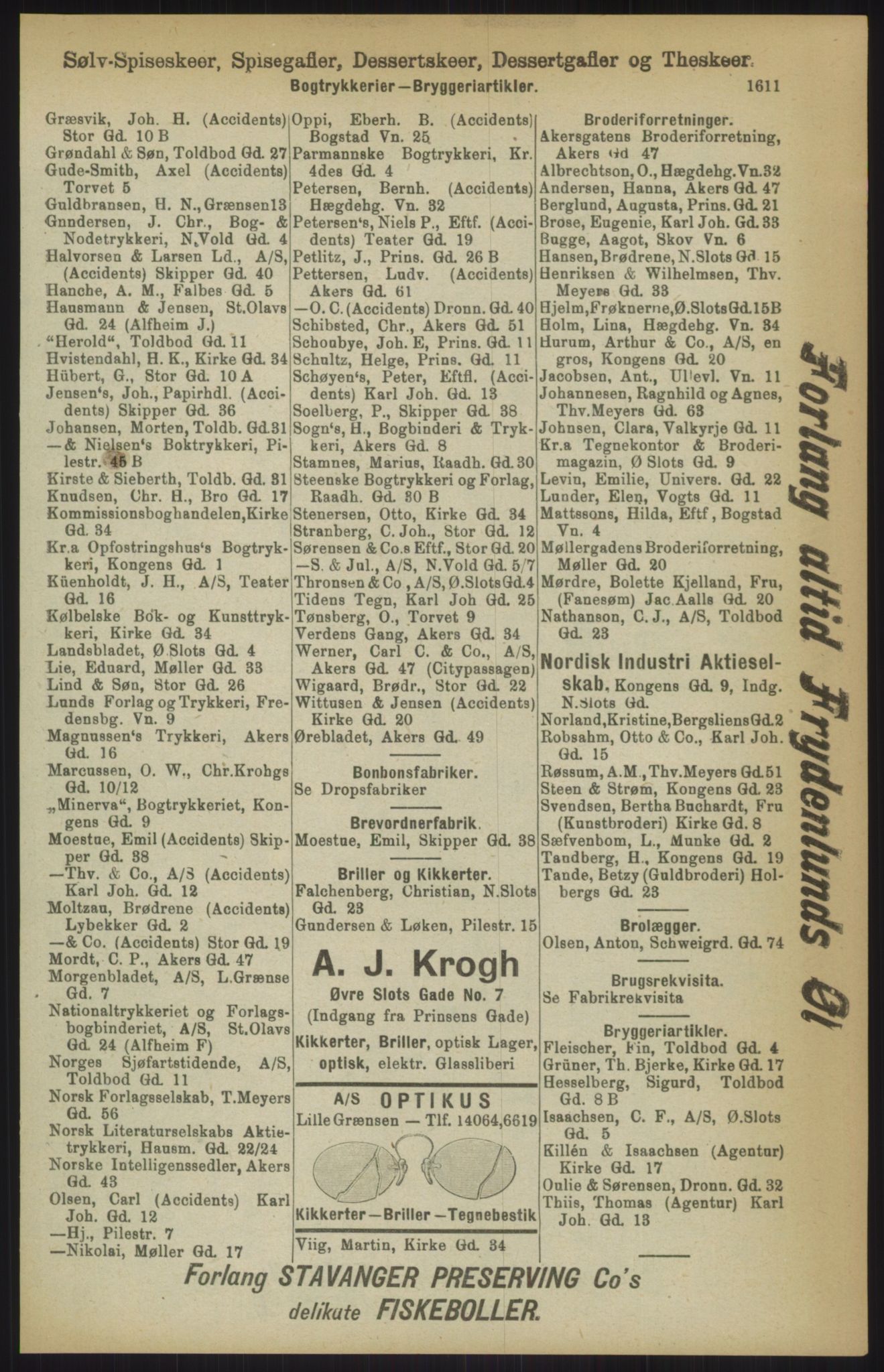 Kristiania/Oslo adressebok, PUBL/-, 1911, s. 1611
