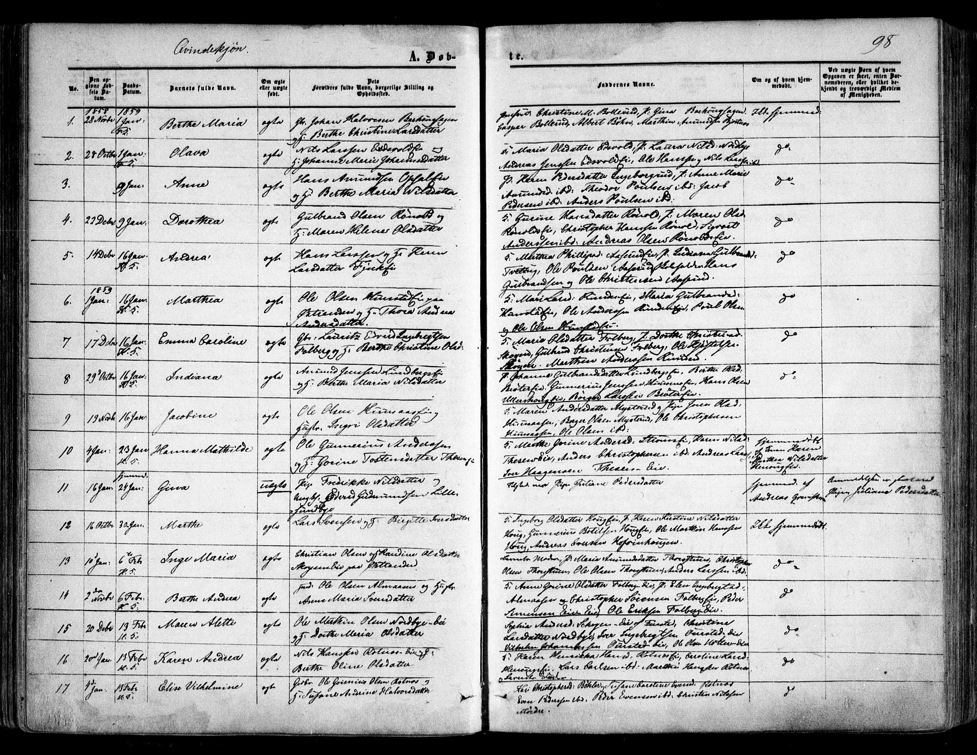 Nes prestekontor Kirkebøker, AV/SAO-A-10410/F/Fa/L0008: Ministerialbok nr. I 8, 1859-1874, s. 98