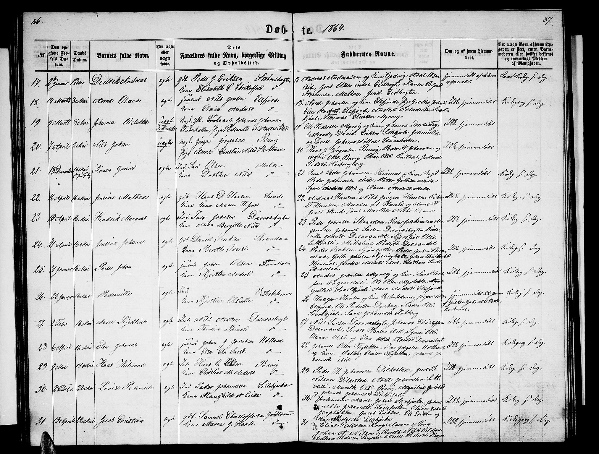 Ministerialprotokoller, klokkerbøker og fødselsregistre - Nordland, AV/SAT-A-1459/825/L0365: Klokkerbok nr. 825C02, 1858-1873, s. 86-87