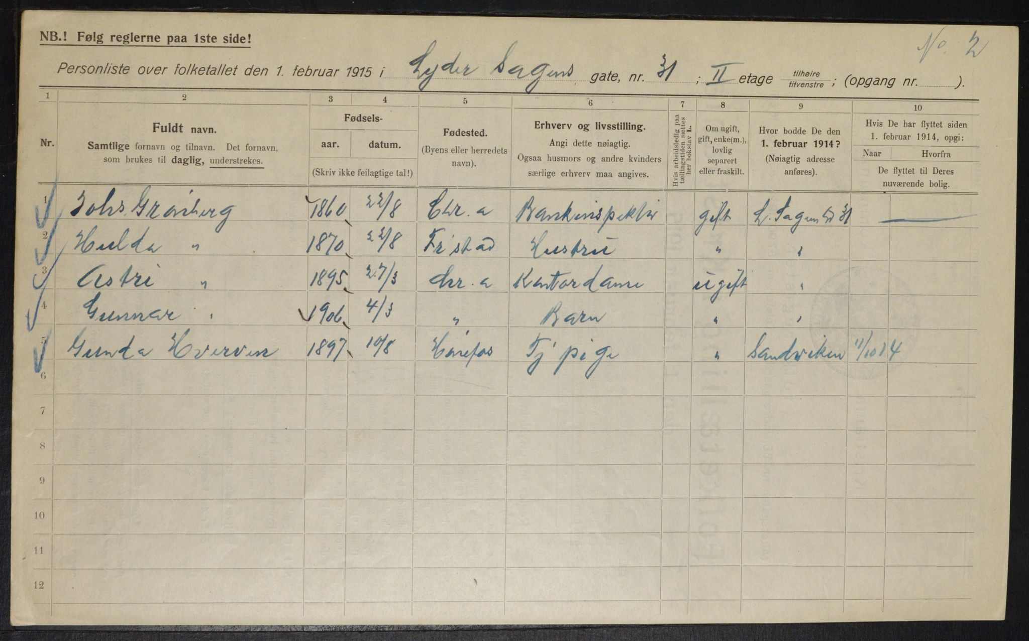 OBA, Kommunal folketelling 1.2.1915 for Kristiania, 1915, s. 57939