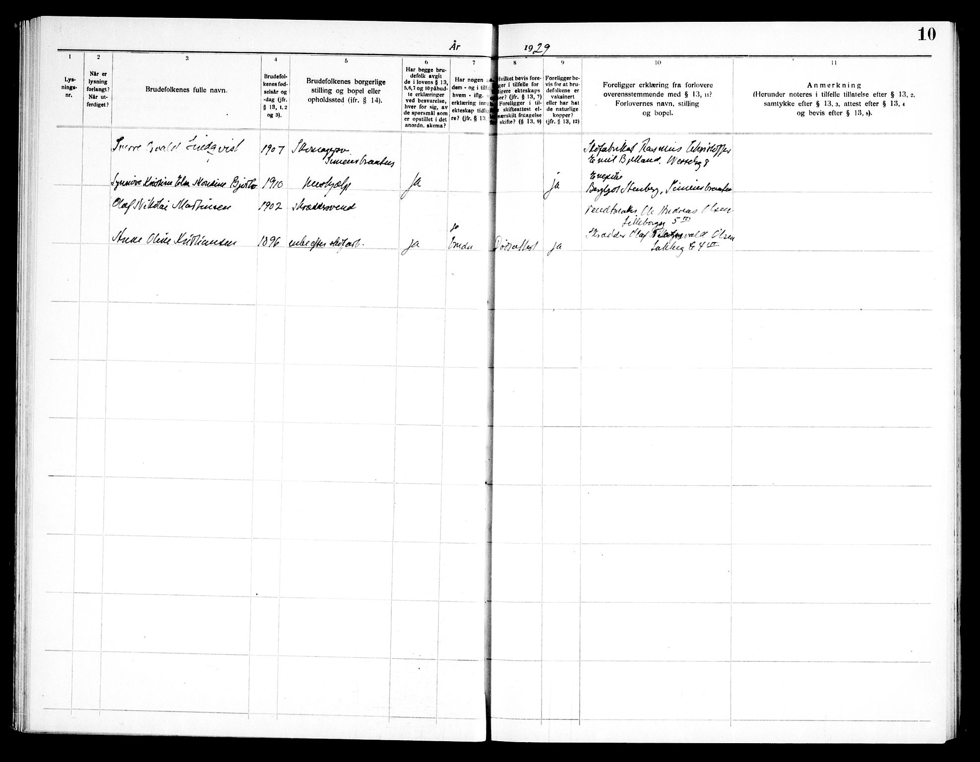 Døves menighet Oslo prestekontor kirkebøker, AV/SAO-A-11064/H/L0001: Lysningsprotokoll nr. 1, 1919-1972, s. 10