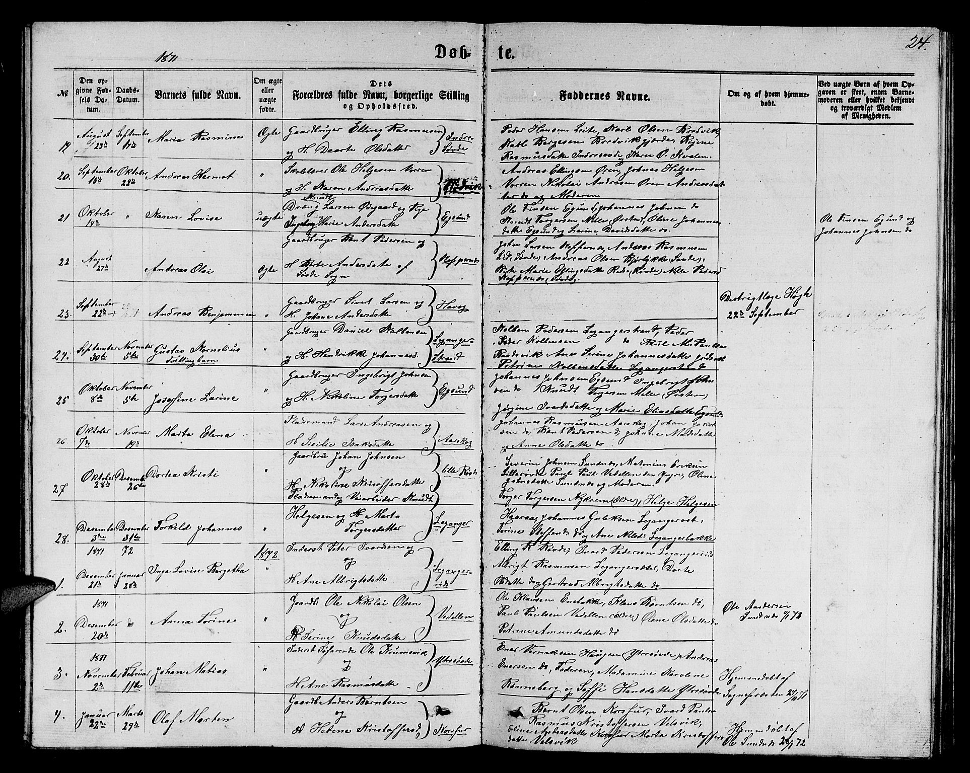 Ministerialprotokoller, klokkerbøker og fødselsregistre - Møre og Romsdal, SAT/A-1454/504/L0059: Klokkerbok nr. 504C01, 1863-1883, s. 24