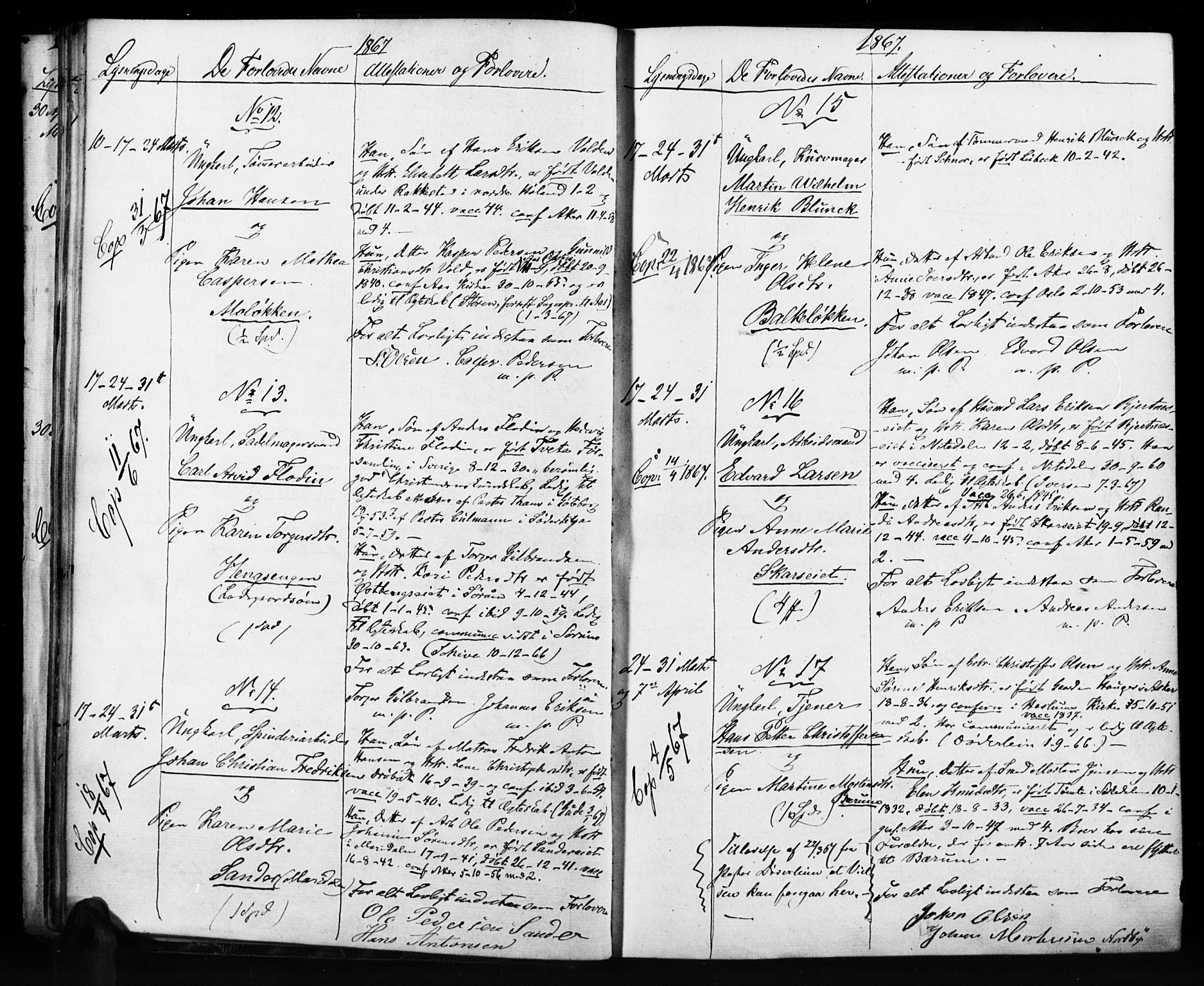 Vestre Aker prestekontor Kirkebøker, AV/SAO-A-10025/H/Ha/L0001: Lysningsprotokoll nr. 1, 1865-1878