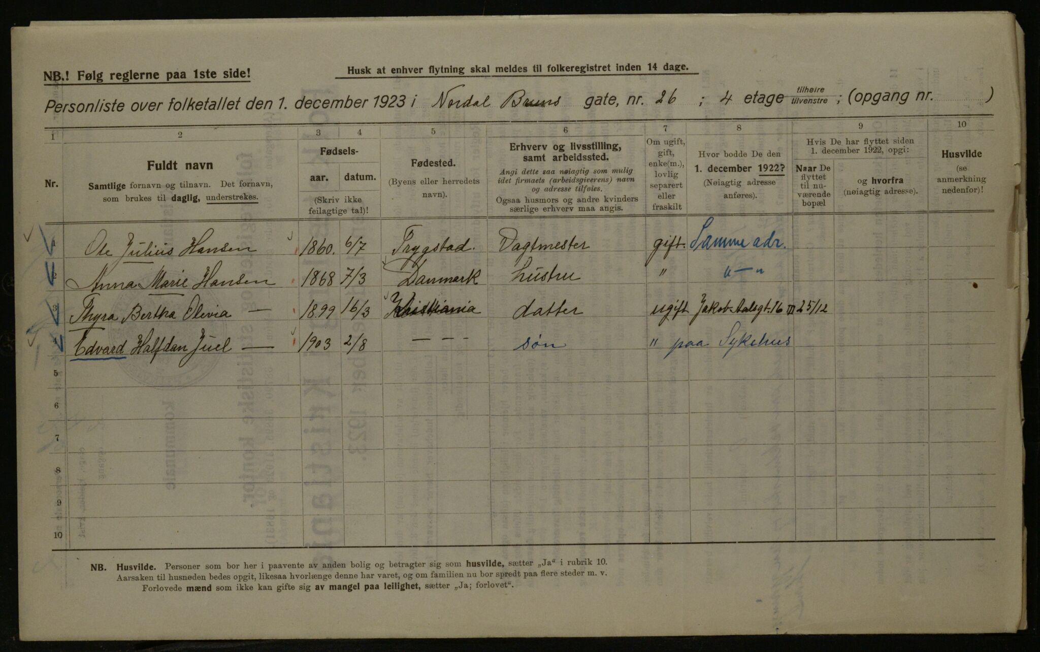 OBA, Kommunal folketelling 1.12.1923 for Kristiania, 1923, s. 79644