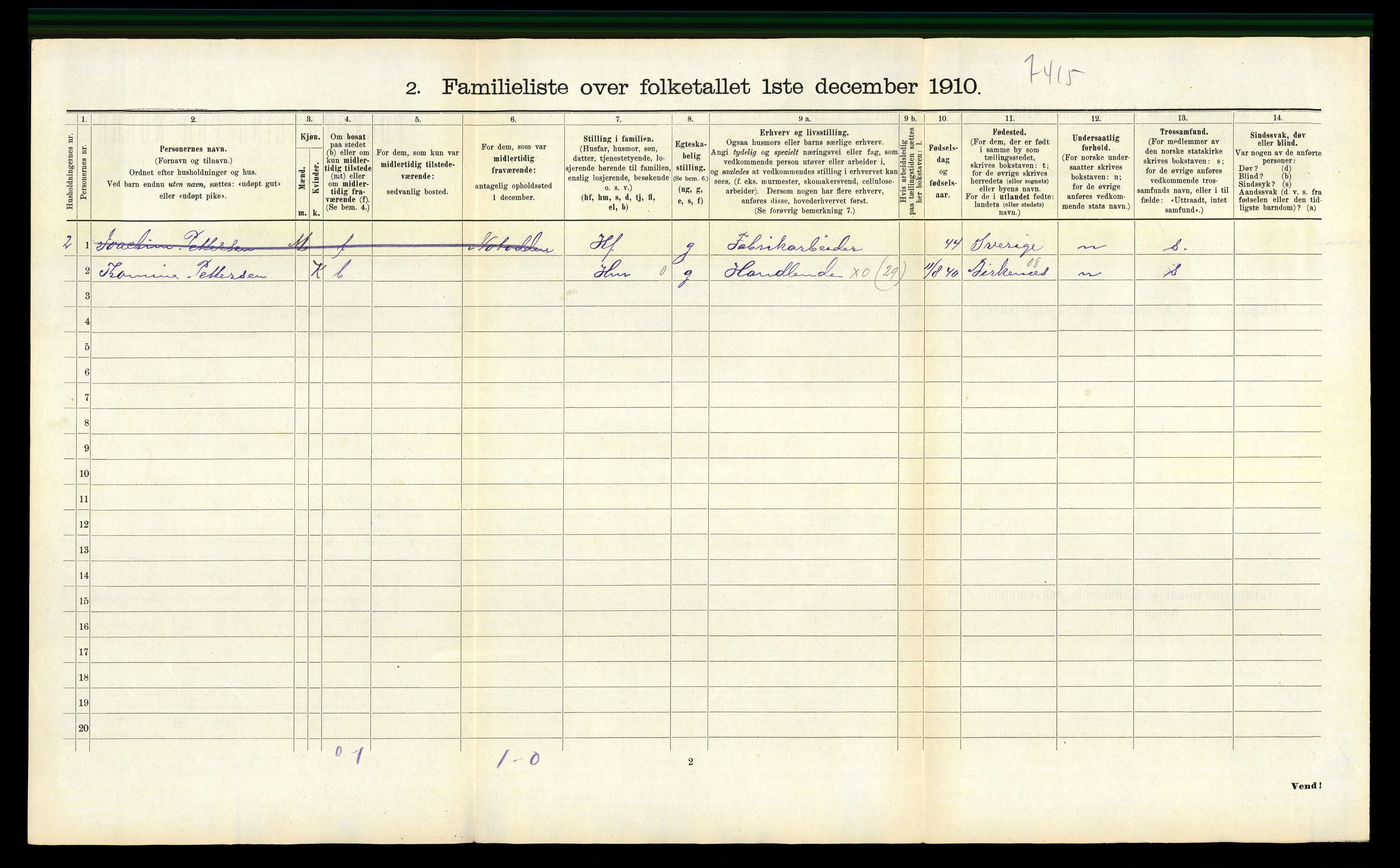 RA, Folketelling 1910 for 0905 Lillesand ladested, 1910, s. 467