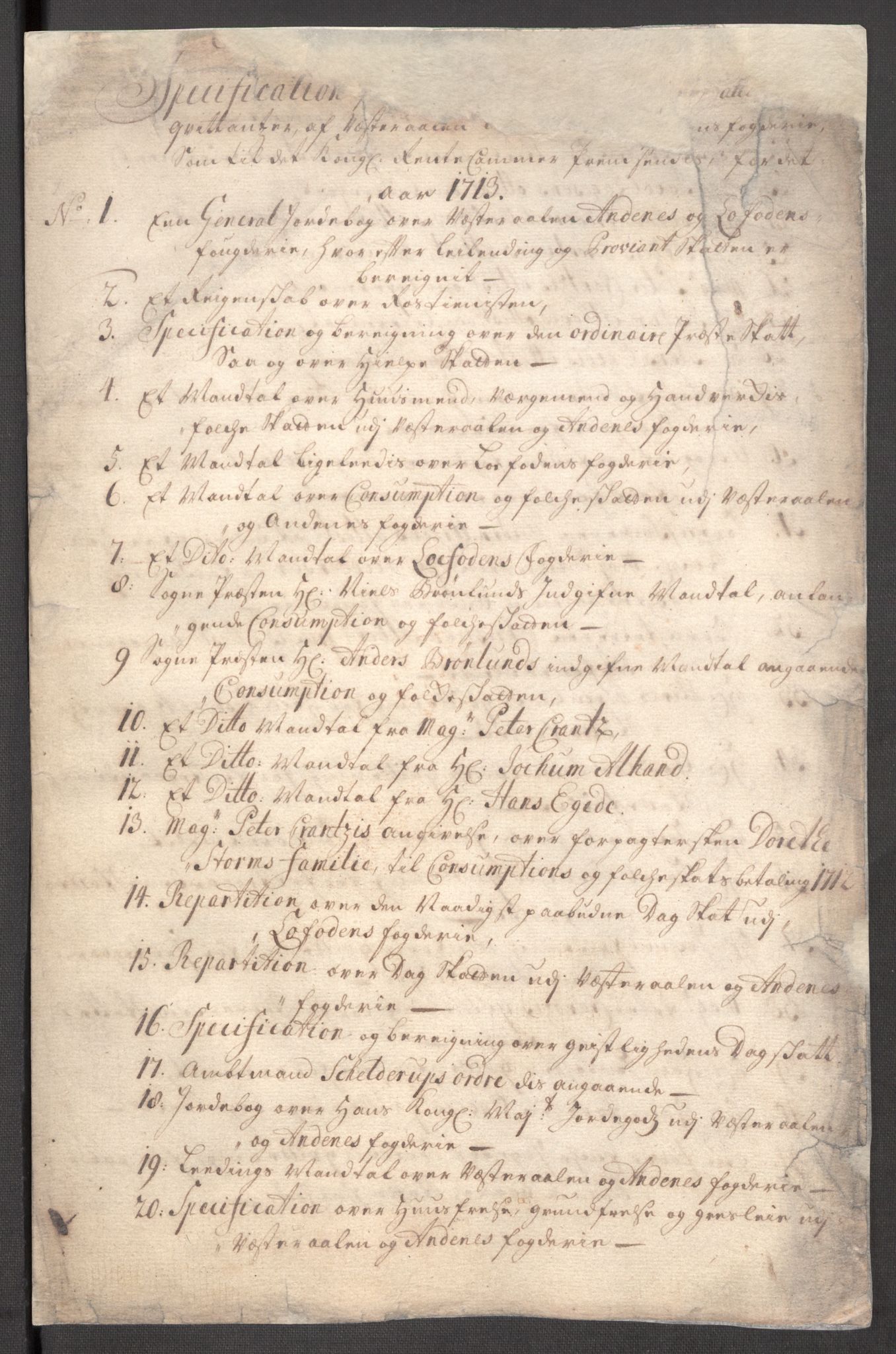 Rentekammeret inntil 1814, Reviderte regnskaper, Fogderegnskap, AV/RA-EA-4092/R67/L4679: Fogderegnskap Vesterålen, Andenes og Lofoten, 1711-1713, s. 88