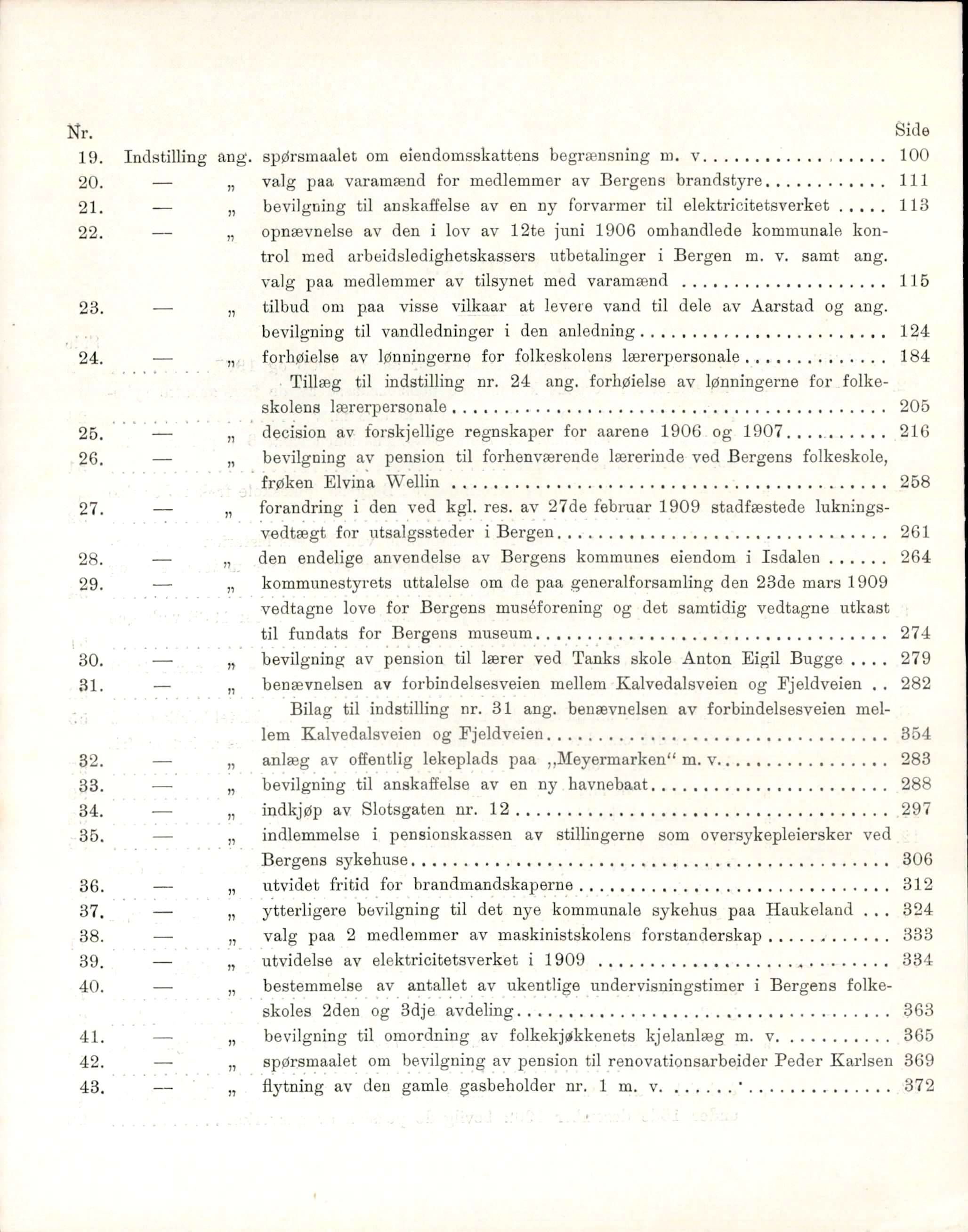 Bergen kommune. Formannskapet, BBA/A-0003/Ad/L0080: Bergens Kommuneforhandlinger, bind I, 1909