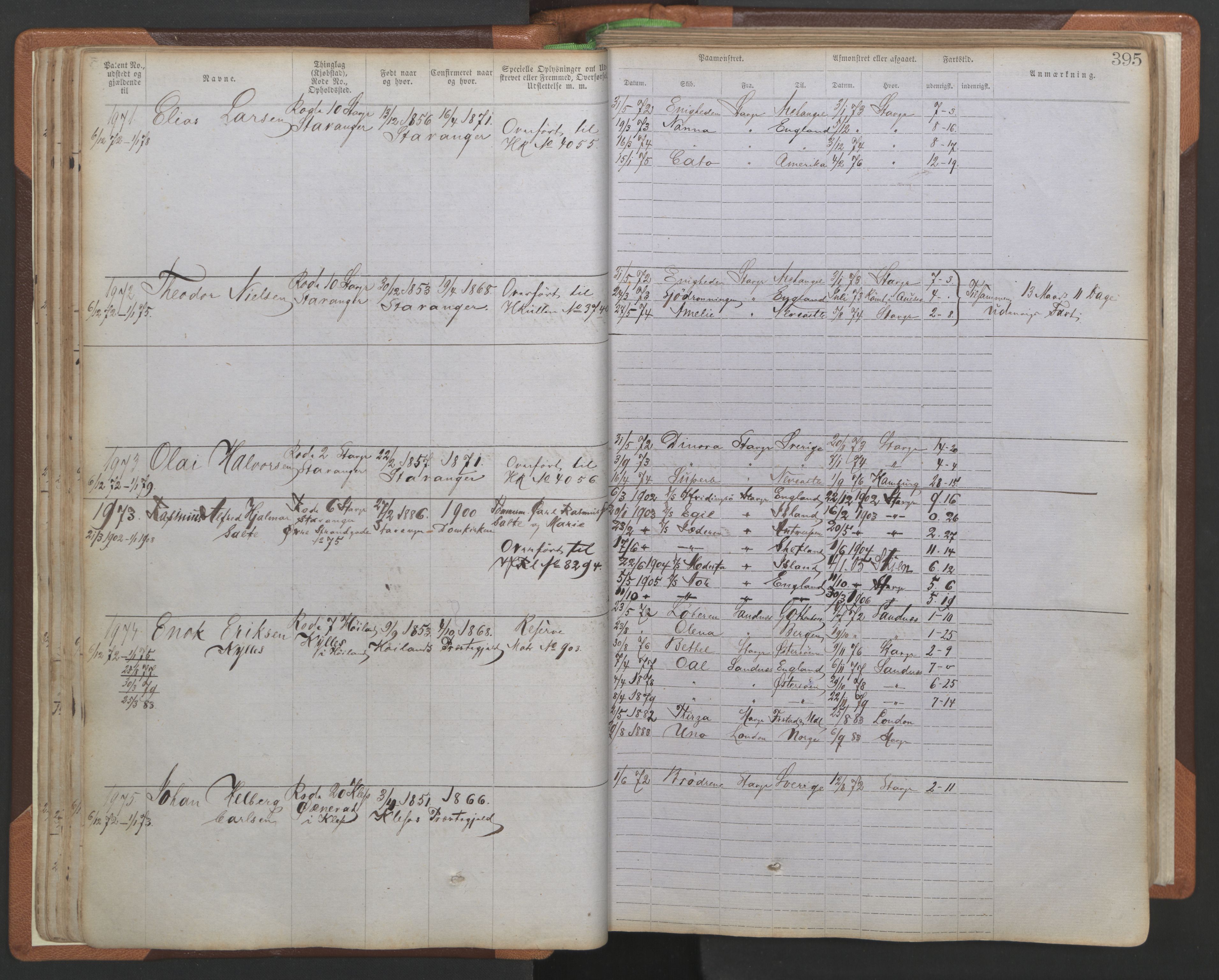 Stavanger sjømannskontor, AV/SAST-A-102006/F/Ff/L0005: Annotasjonsrulle No 1, patentnr. 1786-3585 (del 2), 1872-1900, s. 42