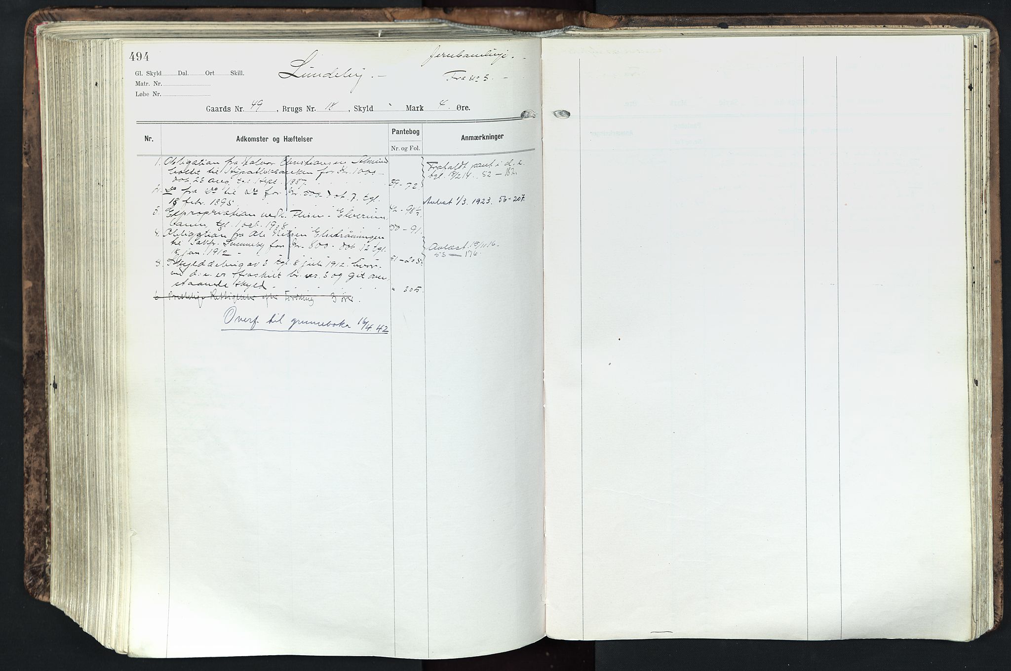 Solør tingrett, AV/SAH-TING-008/H/Ha/Hak/L0003: Panteregister nr. III, 1900-1935, s. 494