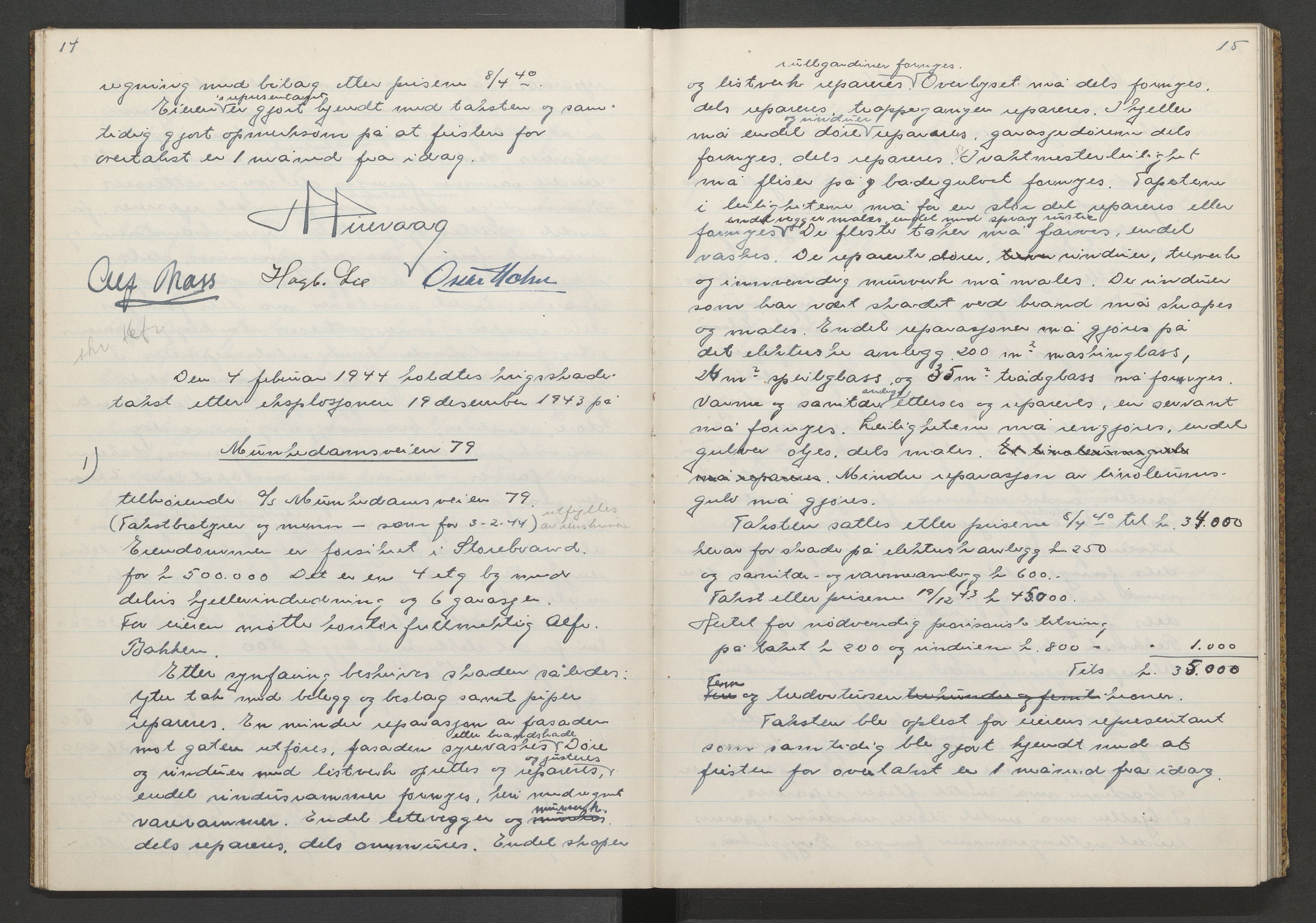 Norges brannkasse, branntakster Oslo, AV/SAO-A-11402/F/Fd/L0006: Krigsskadetakstprotokoll - nr. 6 b, 1944