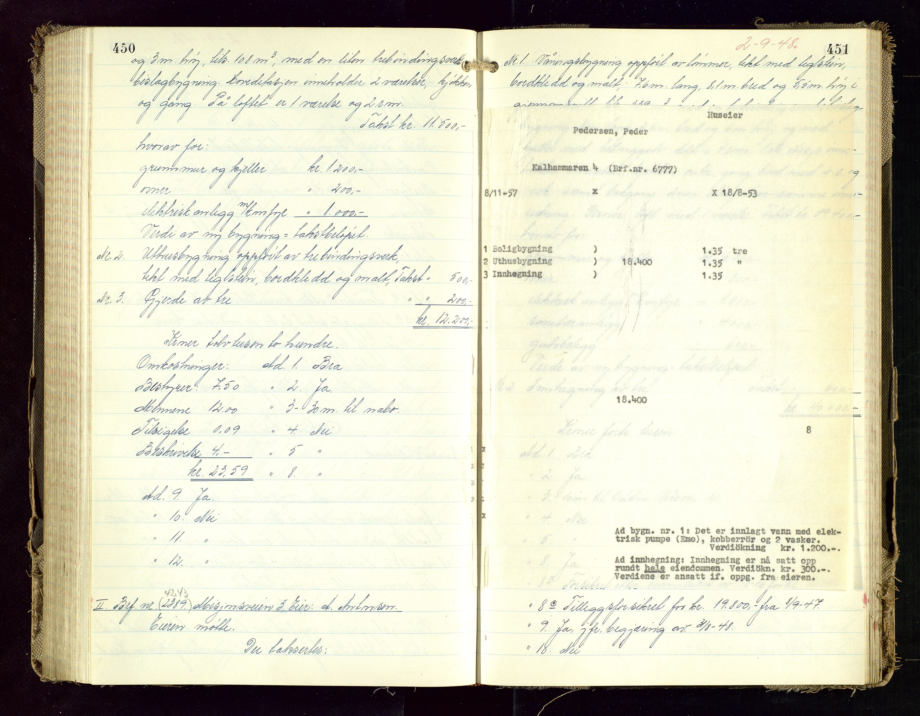 Norges Brannkasse Stavanger, AV/SAST-A-102143/F/Fd/L0034: Branntaksprotokoll nr. 45, 1948, s. 450-451