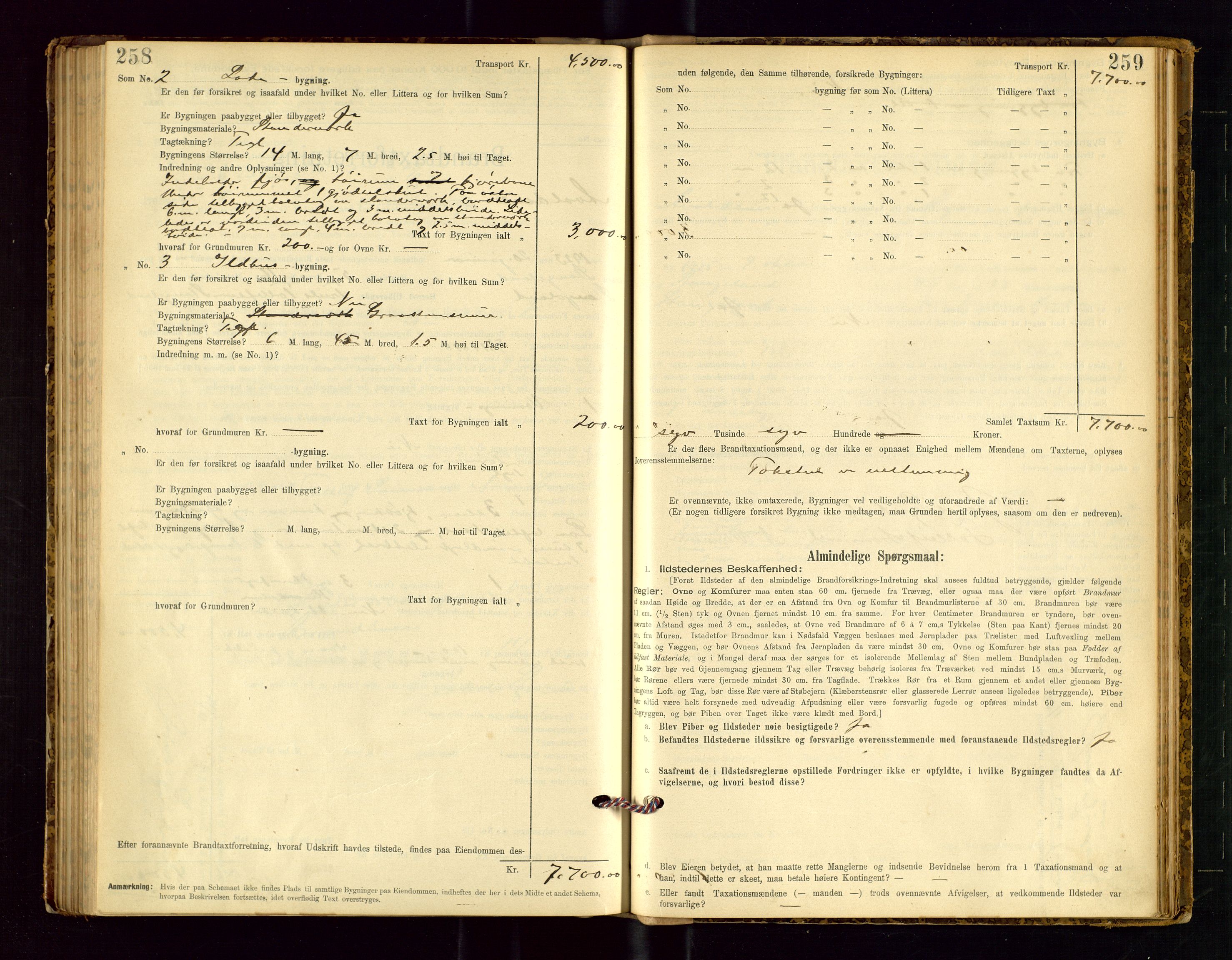 Avaldsnes lensmannskontor, AV/SAST-A-100286/Gob/L0001: "Brandtaxationsprotokol for Avaldsnes Lensmandsdistrikt Ryfylke Fogderi", 1894-1925, s. 258-259