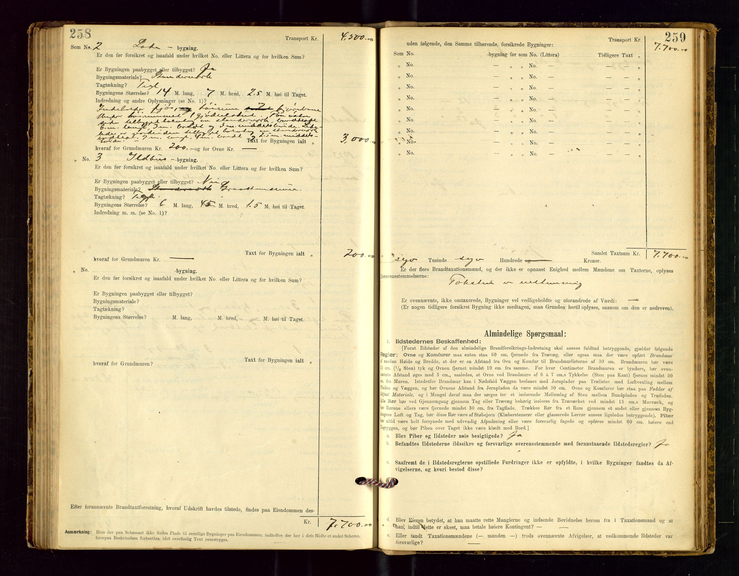 Avaldsnes lensmannskontor, SAST/A-100286/Gob/L0001: "Brandtaxationsprotokol for Avaldsnes Lensmandsdistrikt Ryfylke Fogderi", 1894-1925, s. 258-259