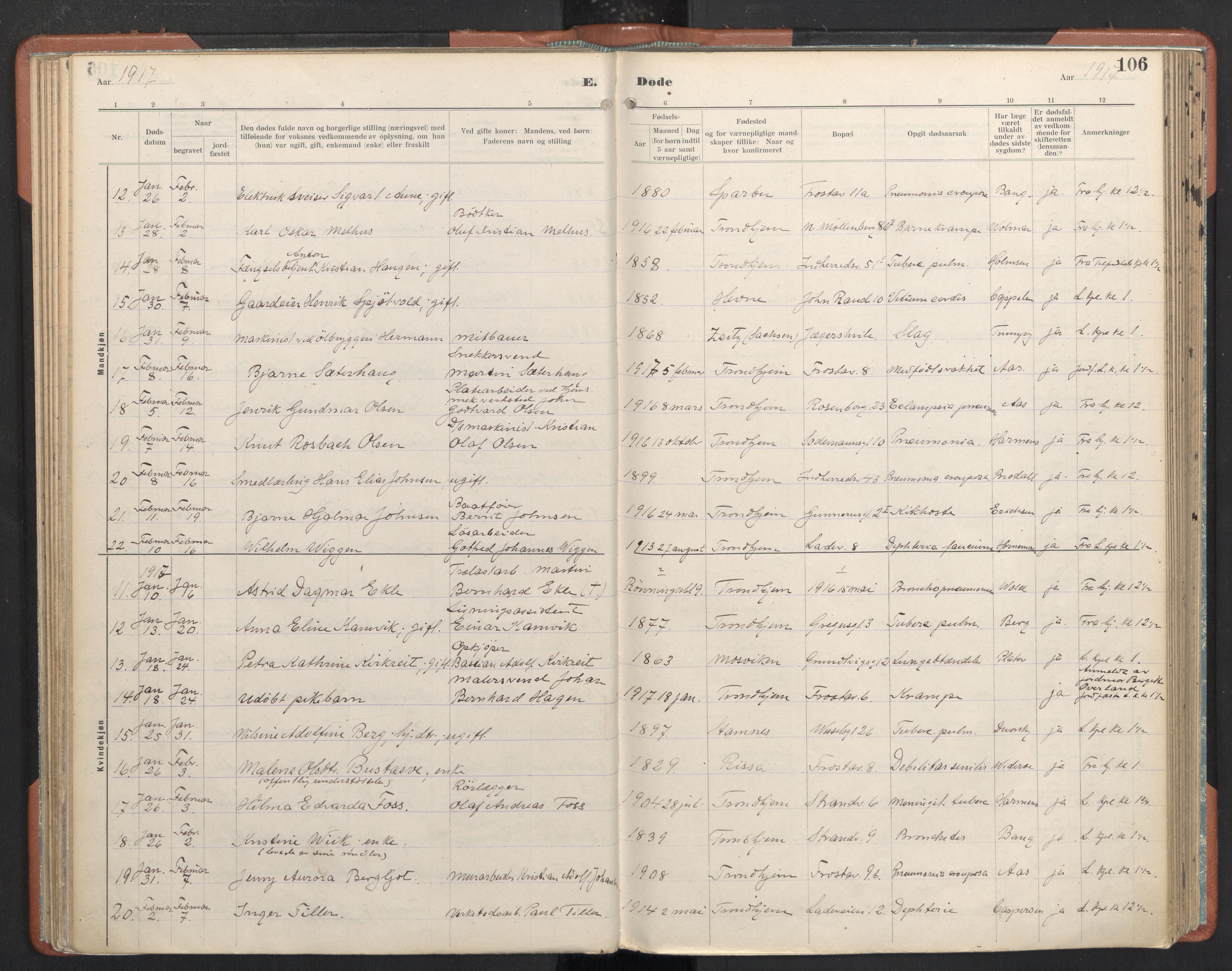 Ministerialprotokoller, klokkerbøker og fødselsregistre - Sør-Trøndelag, AV/SAT-A-1456/605/L0245: Ministerialbok nr. 605A07, 1916-1938, s. 106