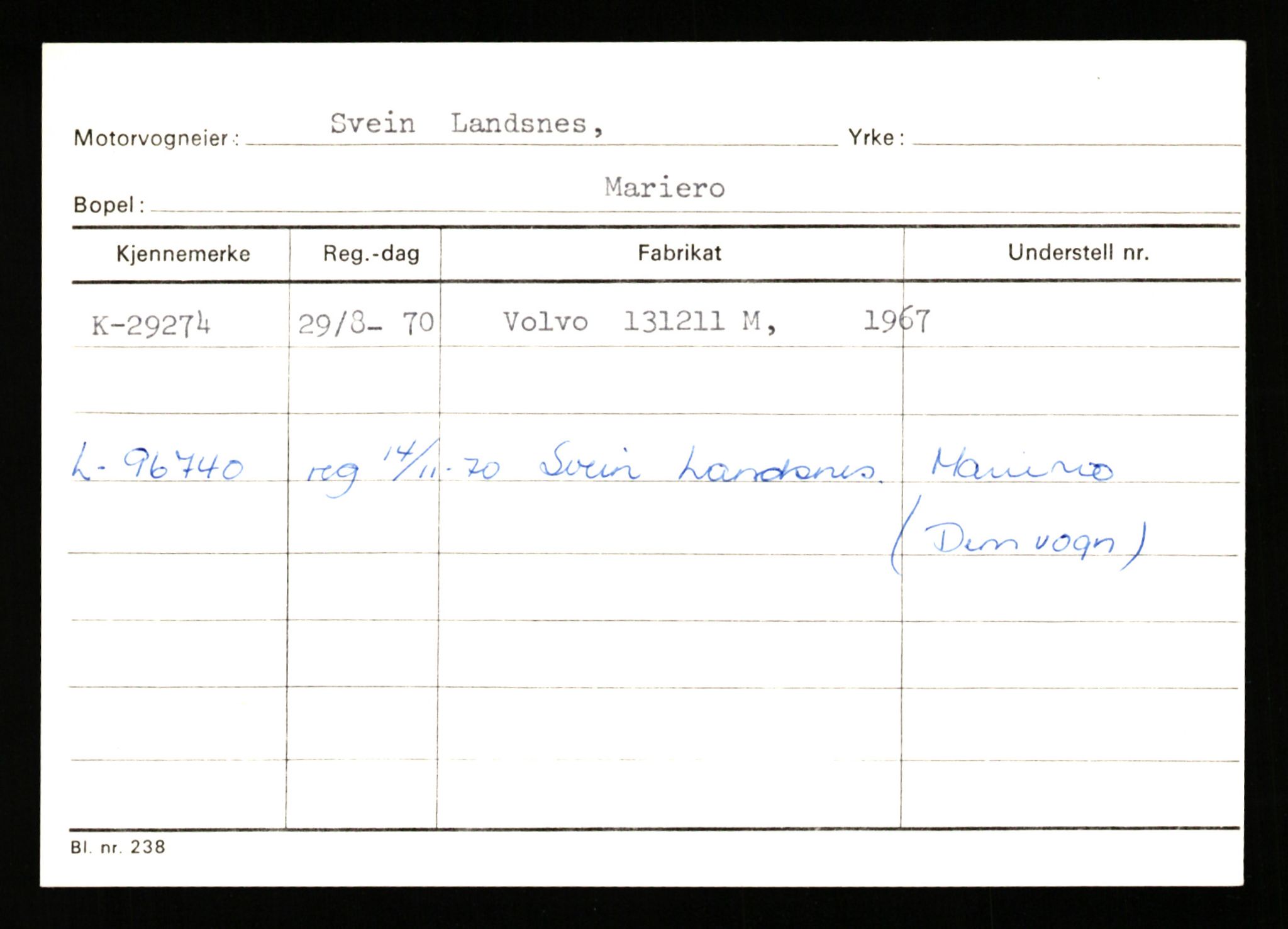 Stavanger trafikkstasjon, SAST/A-101942/0/G/L0005: Registreringsnummer: 23000 - 34245, 1930-1971, s. 1967