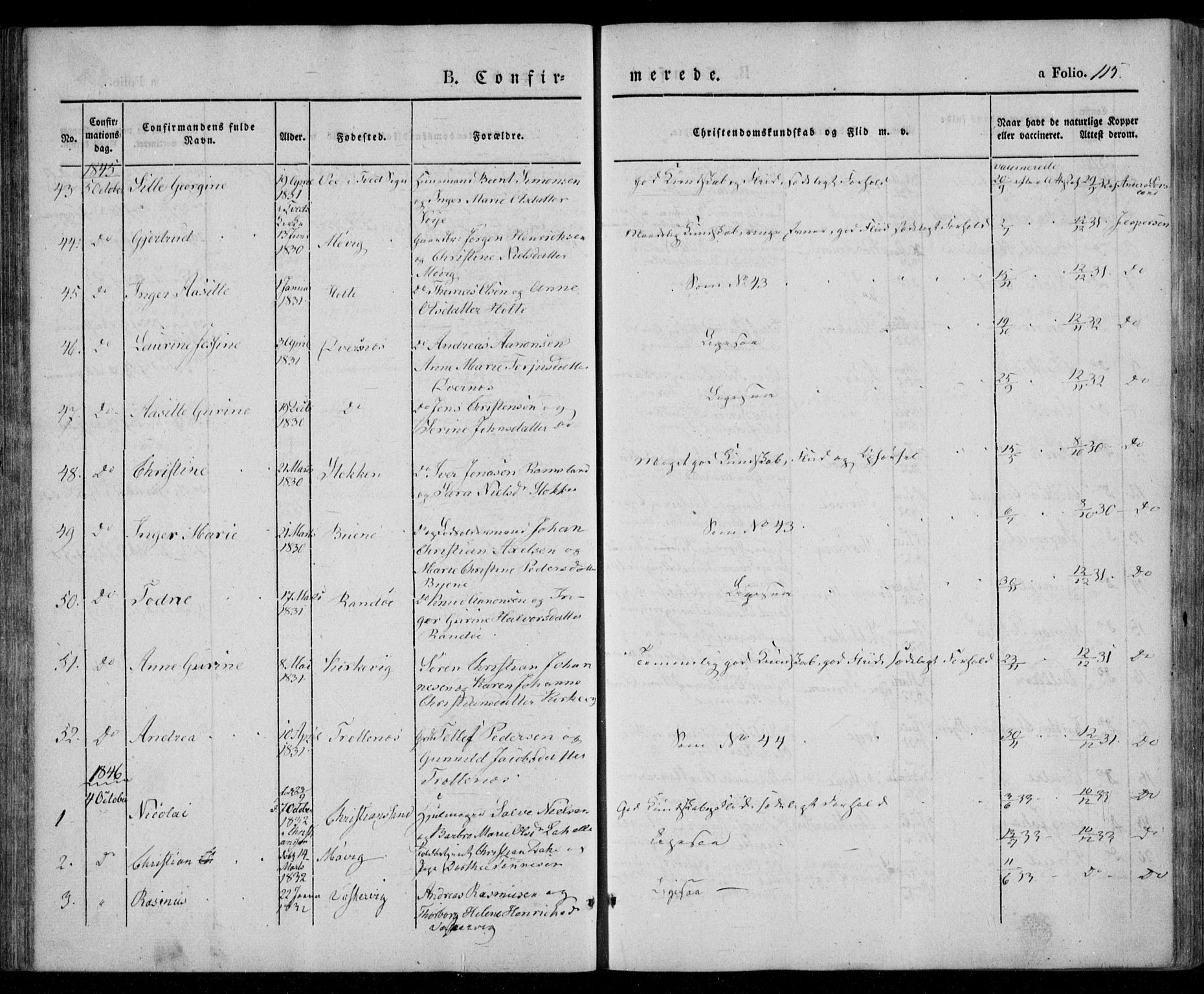 Oddernes sokneprestkontor, SAK/1111-0033/F/Fa/Faa/L0006: Ministerialbok nr. A 6, 1838-1851, s. 115
