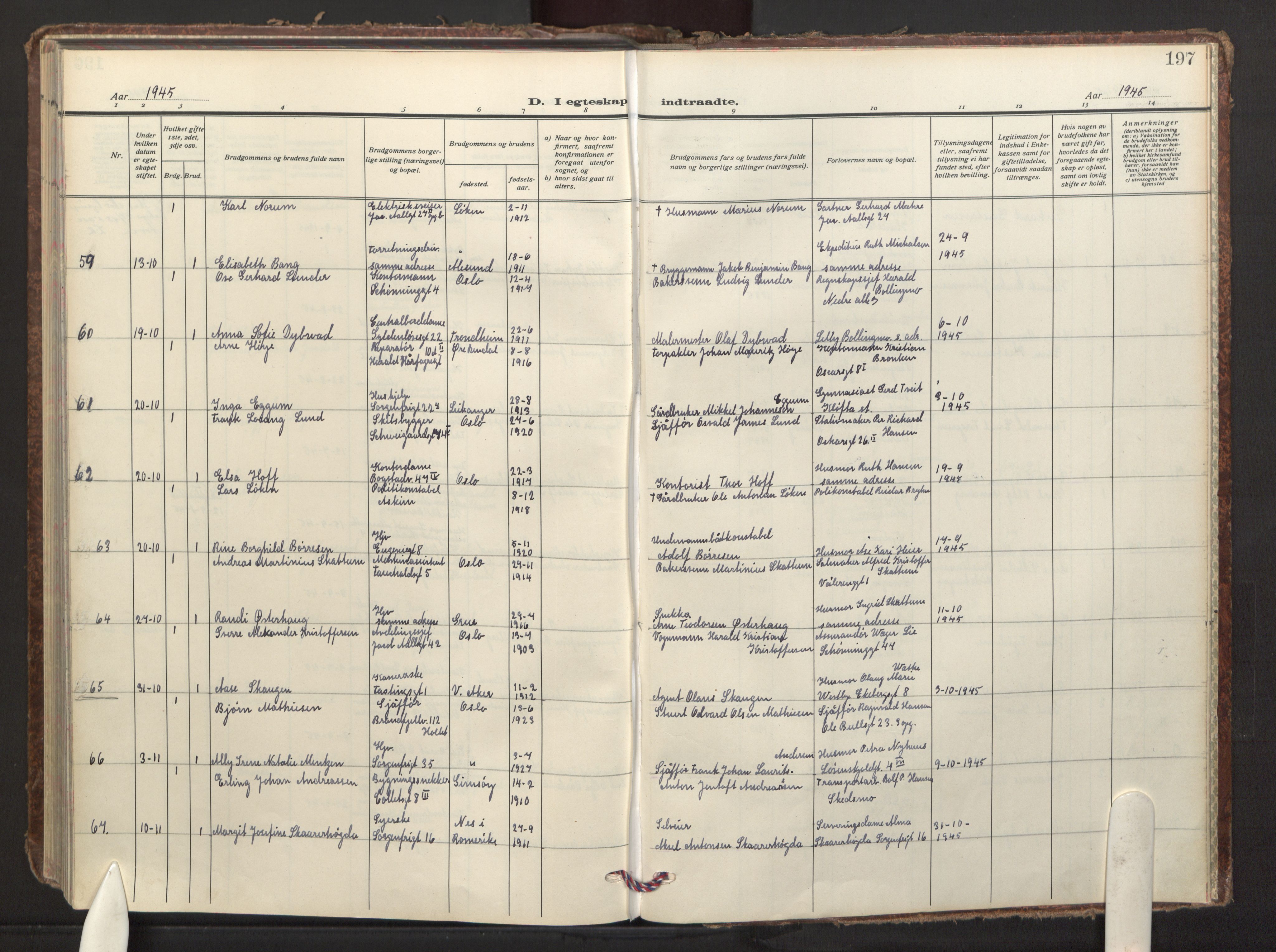 Fagerborg prestekontor Kirkebøker, AV/SAO-A-10844/F/Fa/L0009: Ministerialbok nr. 9, 1934-1945, s. 197