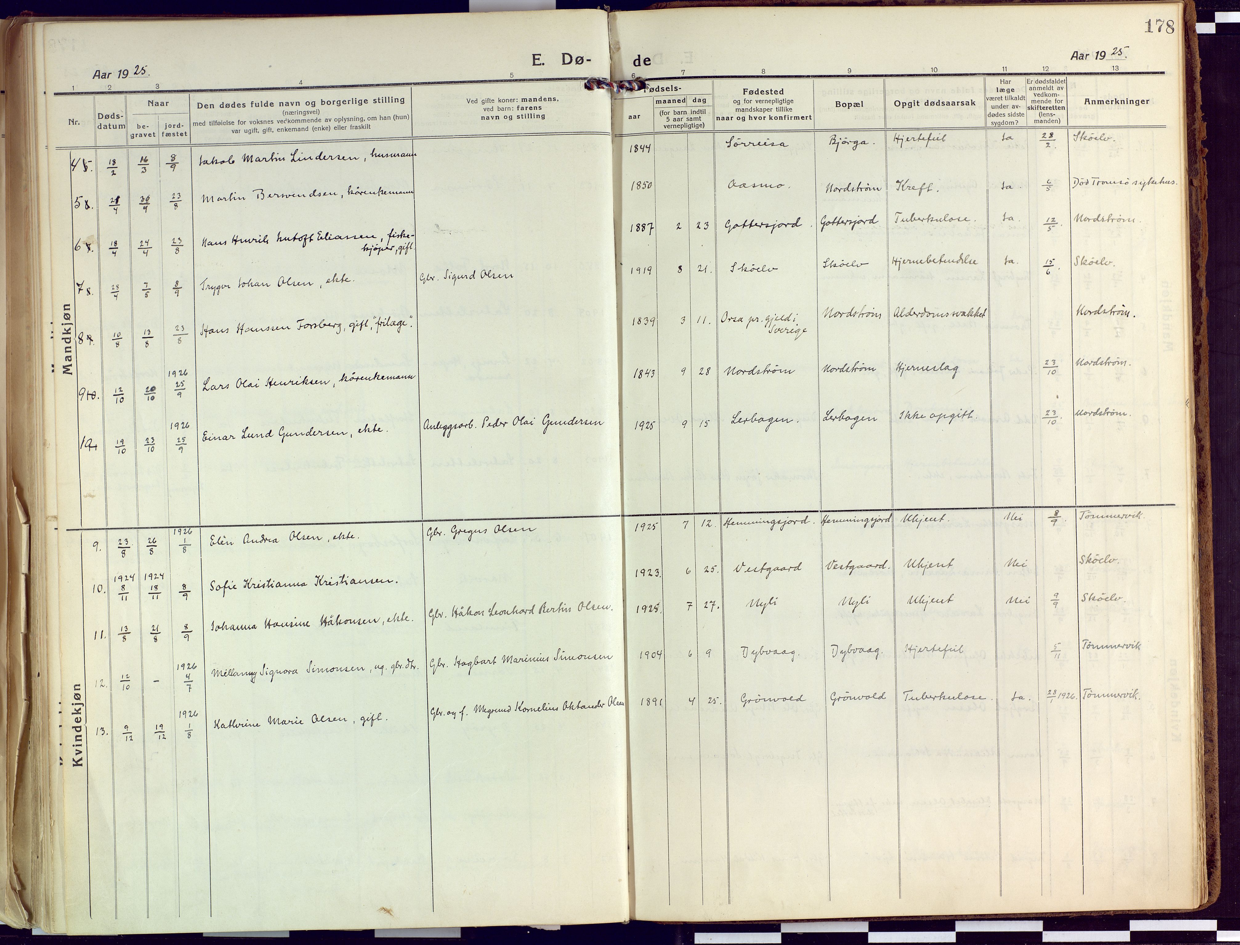 Tranøy sokneprestkontor, AV/SATØ-S-1313/I/Ia/Iaa/L0015kirke: Ministerialbok nr. 15, 1919-1928, s. 178