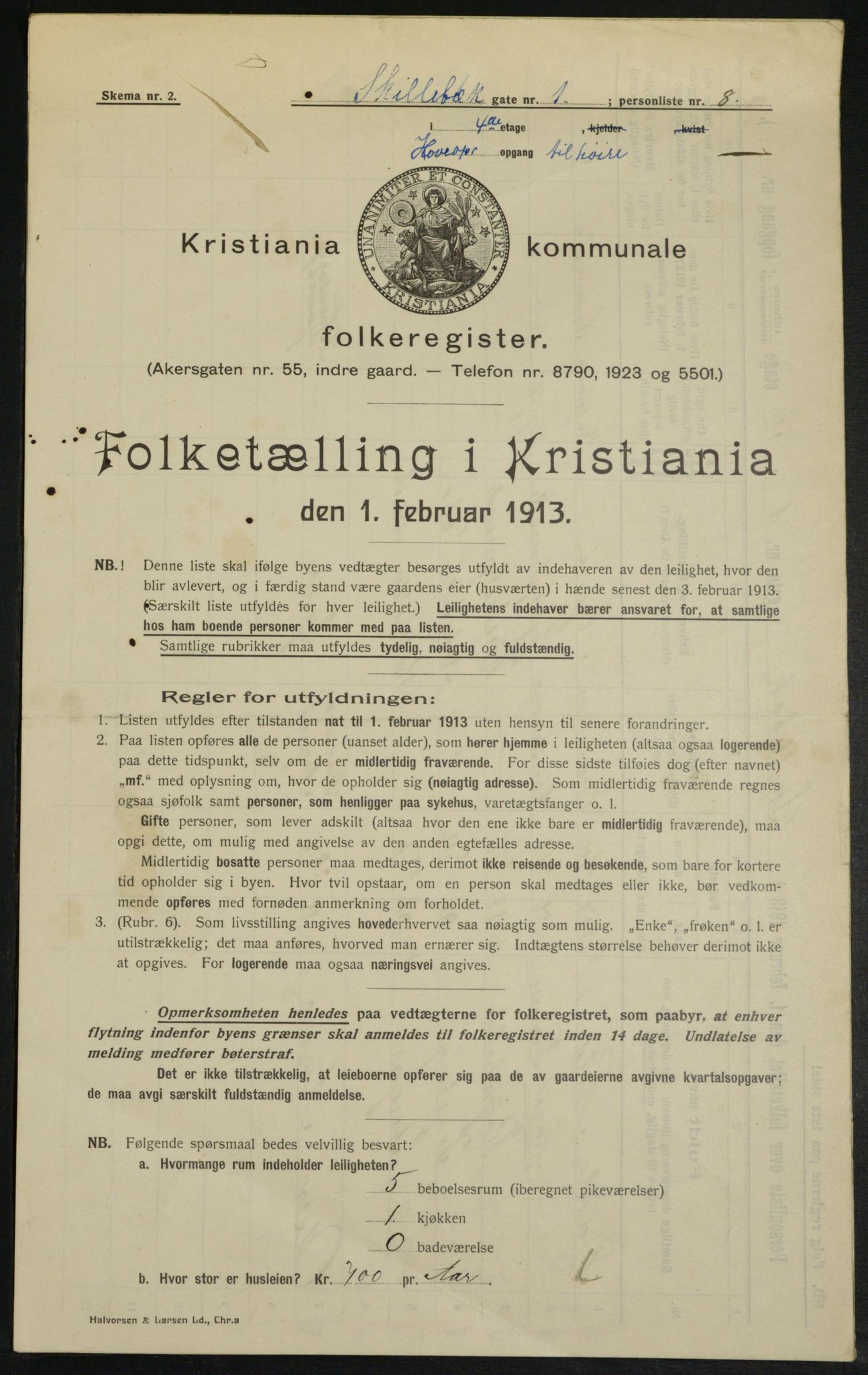 OBA, Kommunal folketelling 1.2.1913 for Kristiania, 1913, s. 95462