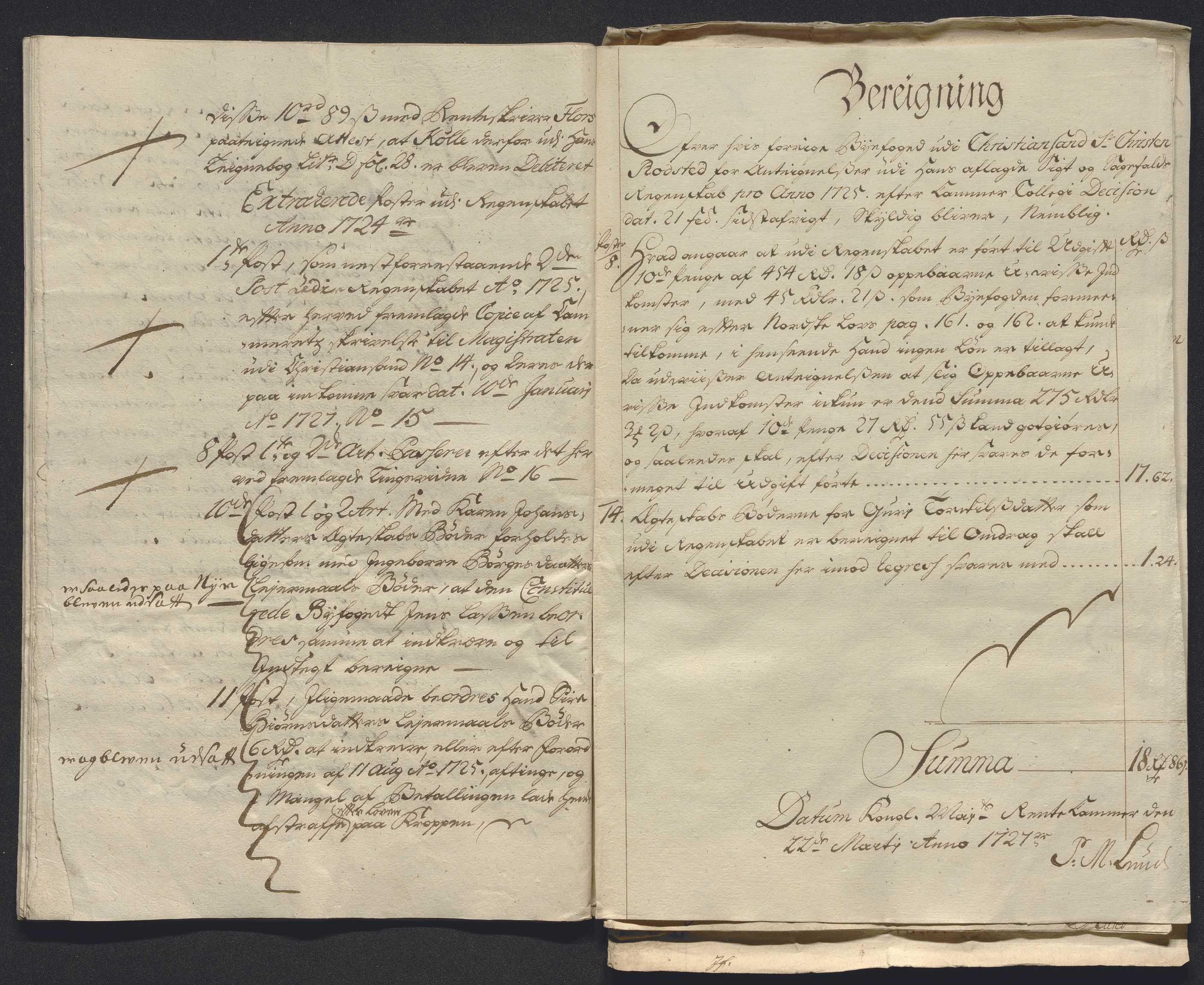 Rentekammeret inntil 1814, Reviderte regnskaper, Byregnskaper, AV/RA-EA-4066/R/Rm/L0286: [M19] Sikt og sakefall, 1719-1727, s. 450