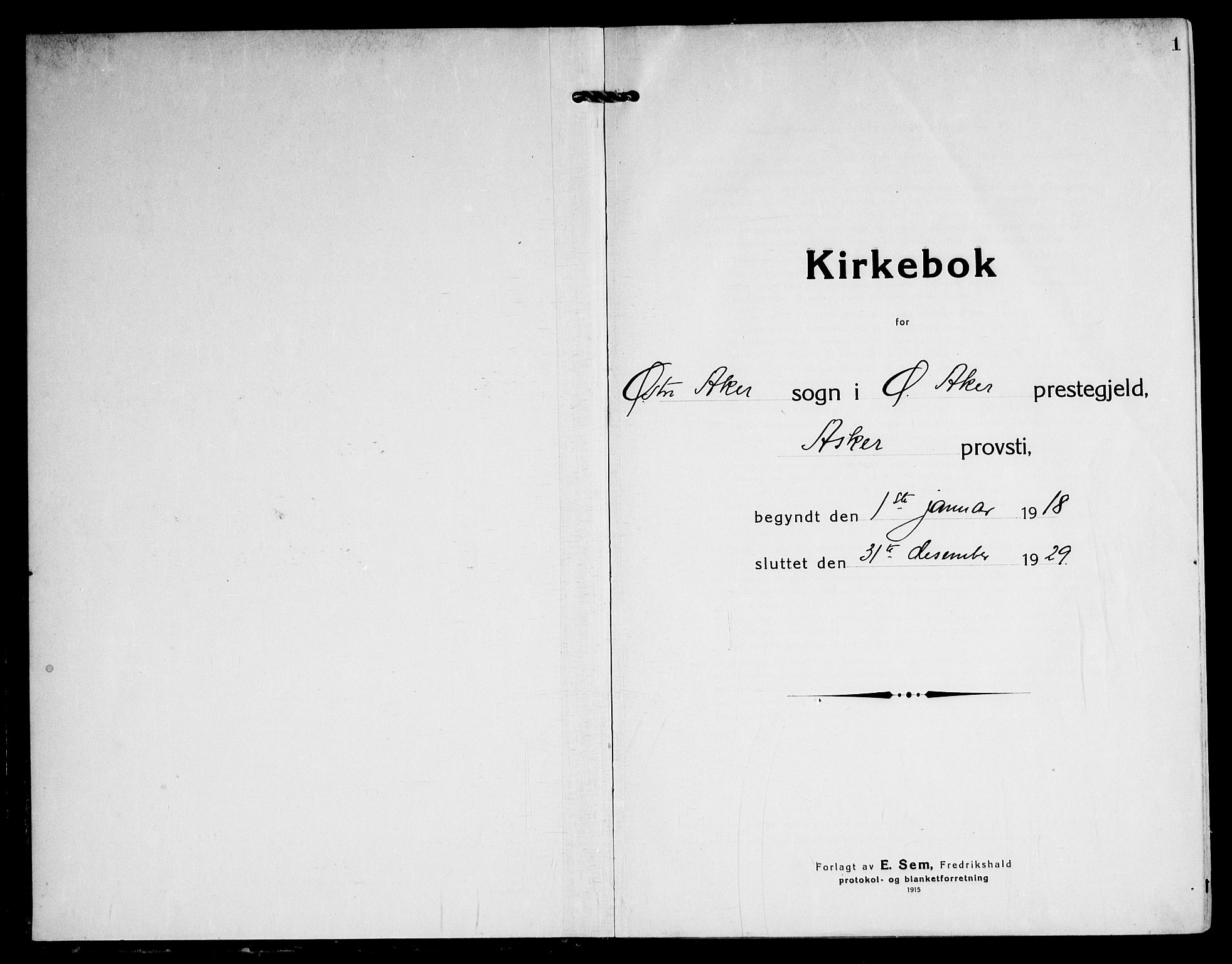 Østre Aker prestekontor Kirkebøker, SAO/A-10840/F/Fa/L0013: Ministerialbok nr. I 13, 1918-1929, s. 1