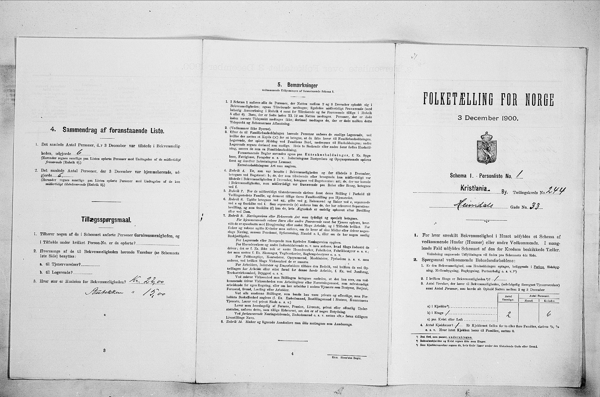 SAO, Folketelling 1900 for 0301 Kristiania kjøpstad, 1900, s. 35033