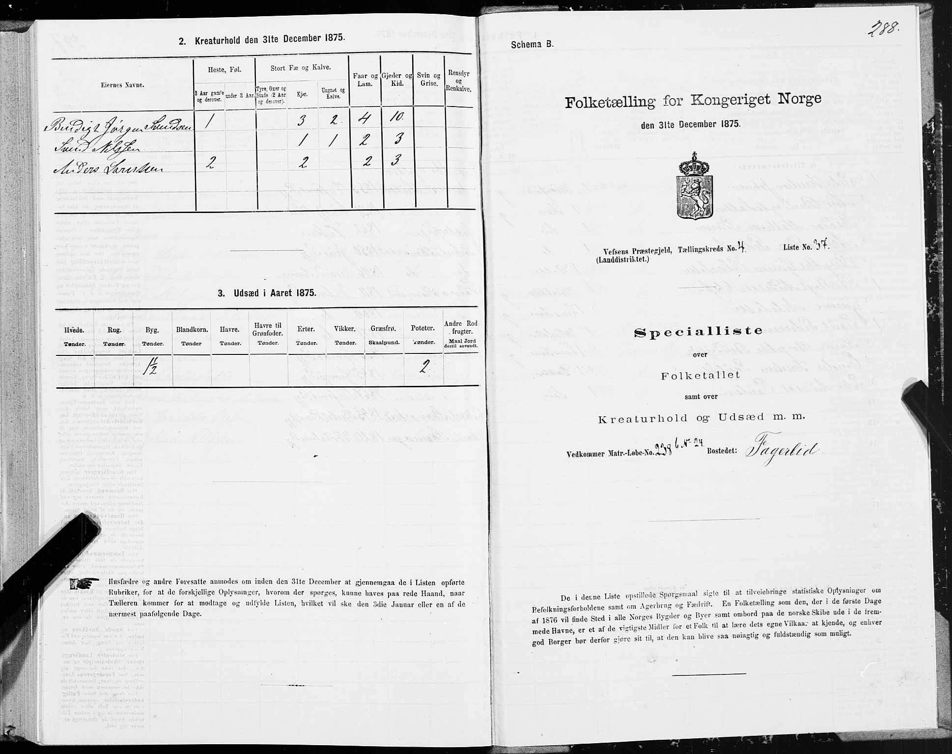 SAT, Folketelling 1875 for 1824L Vefsn prestegjeld, Vefsn sokn, 1875, s. 1288