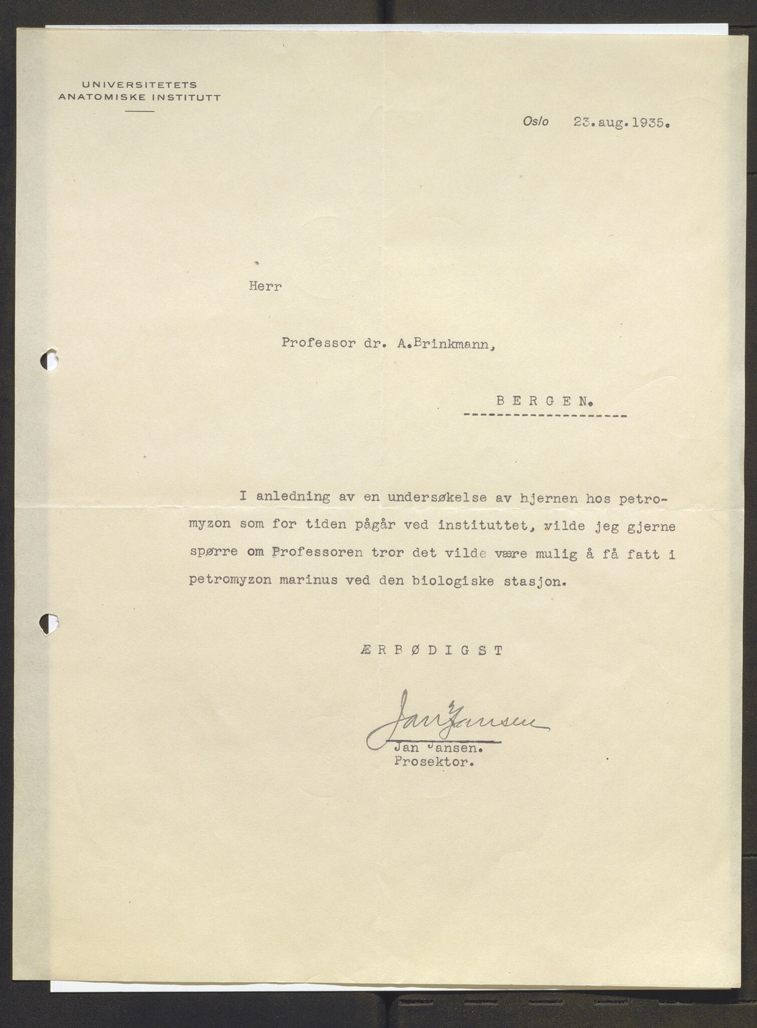 Bergens Museum, AV/SAB-A-17301/13/D/L0002: Korrespondanse , 1928-1940, s. 584