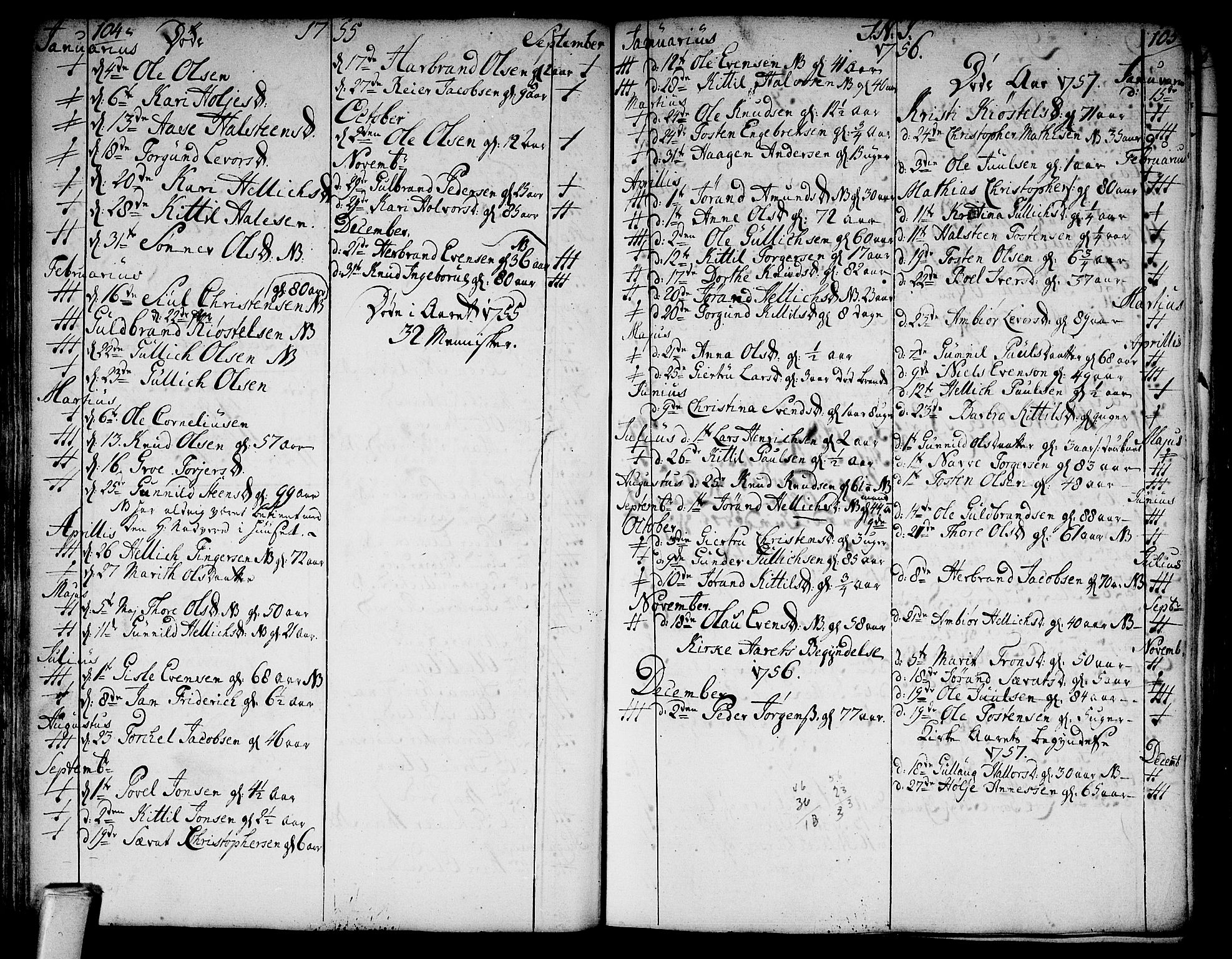 Flesberg kirkebøker, SAKO/A-18/F/Fa/L0003: Ministerialbok nr. I 3, 1748-1790, s. 104-105