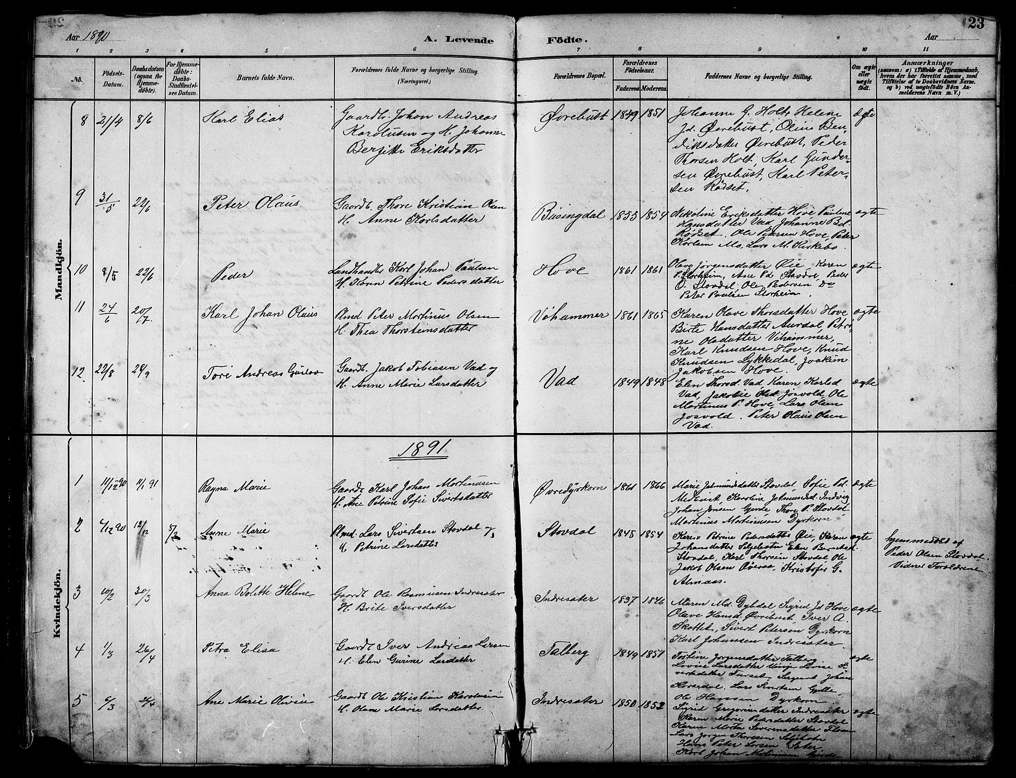 Ministerialprotokoller, klokkerbøker og fødselsregistre - Møre og Romsdal, SAT/A-1454/521/L0302: Klokkerbok nr. 521C03, 1882-1907, s. 23