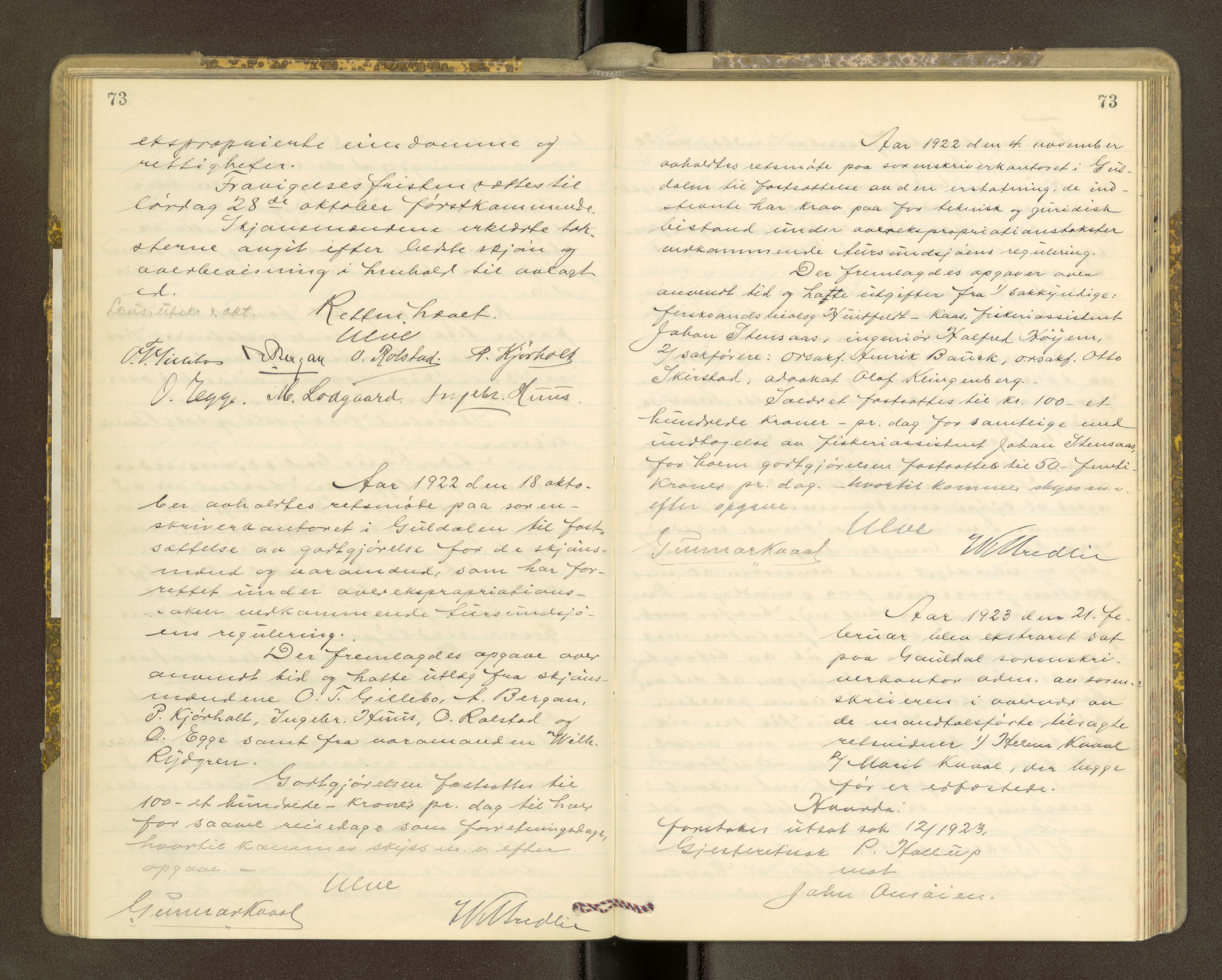 Gauldal sorenskriveri, AV/SAT-A-0014/1/1/1B/L0015: Ekstrarettsprotokoller, 1921-1925, s. 73