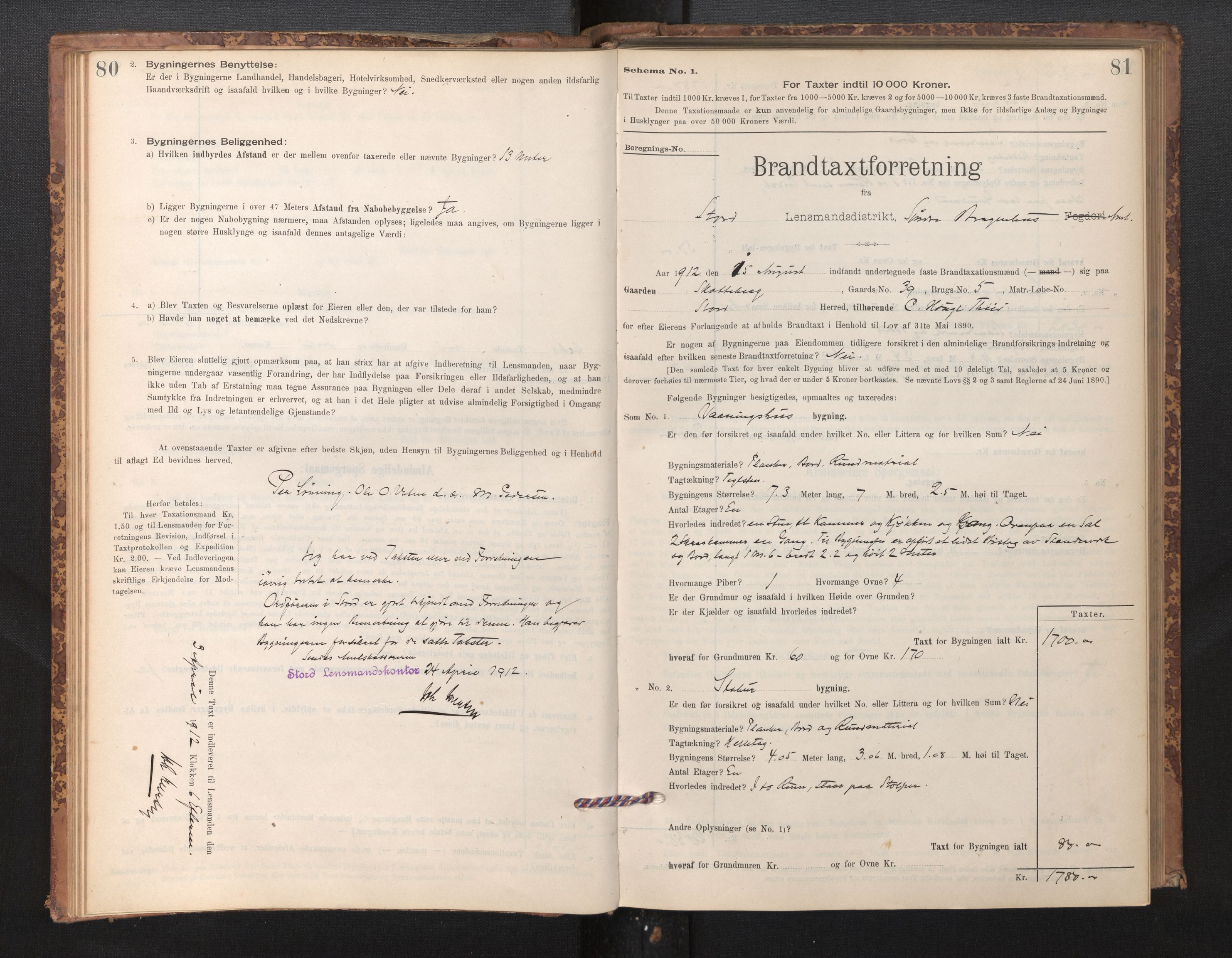 Lensmannen i Stord, AV/SAB-A-35001/0012/L0002: Branntakstprotokoll, skjematakst, 1897-1922, s. 80-81