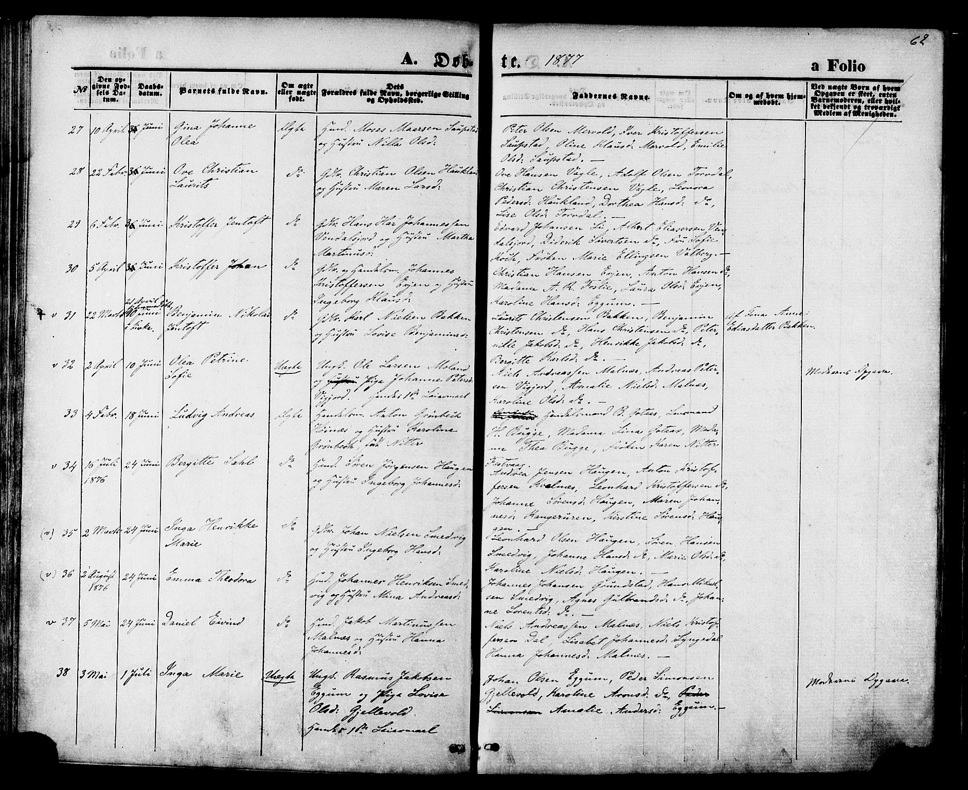 Ministerialprotokoller, klokkerbøker og fødselsregistre - Nordland, SAT/A-1459/880/L1132: Ministerialbok nr. 880A06, 1869-1887, s. 62