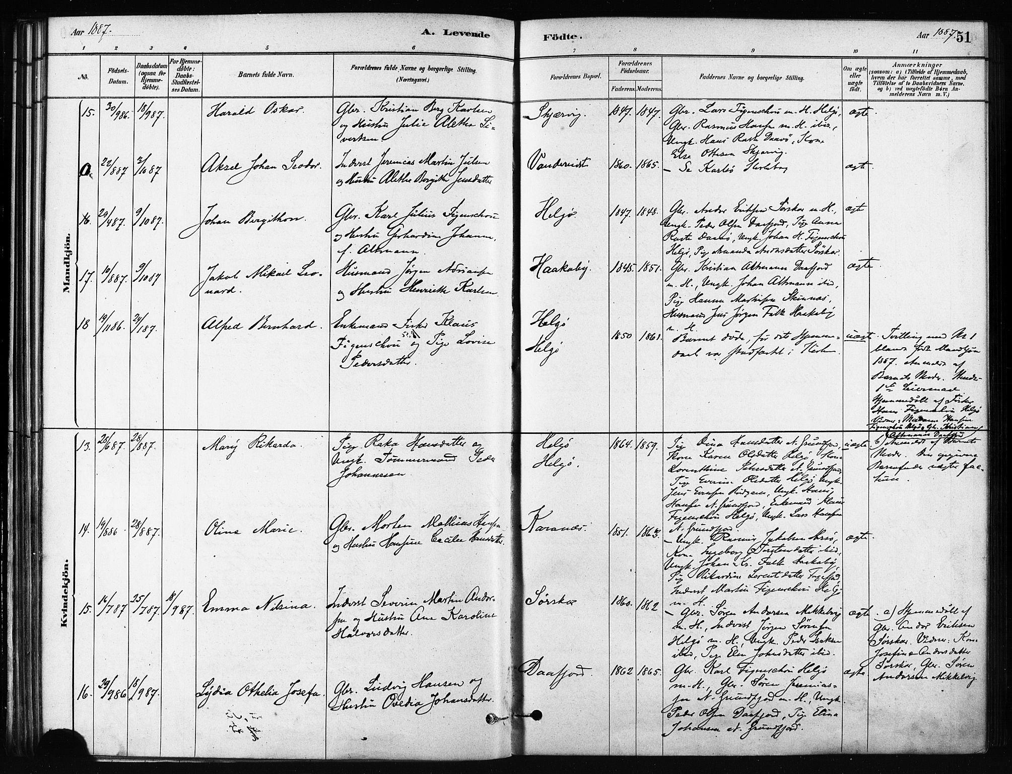 Karlsøy sokneprestembete, AV/SATØ-S-1299/H/Ha/Haa/L0011kirke: Ministerialbok nr. 11, 1879-1892, s. 51