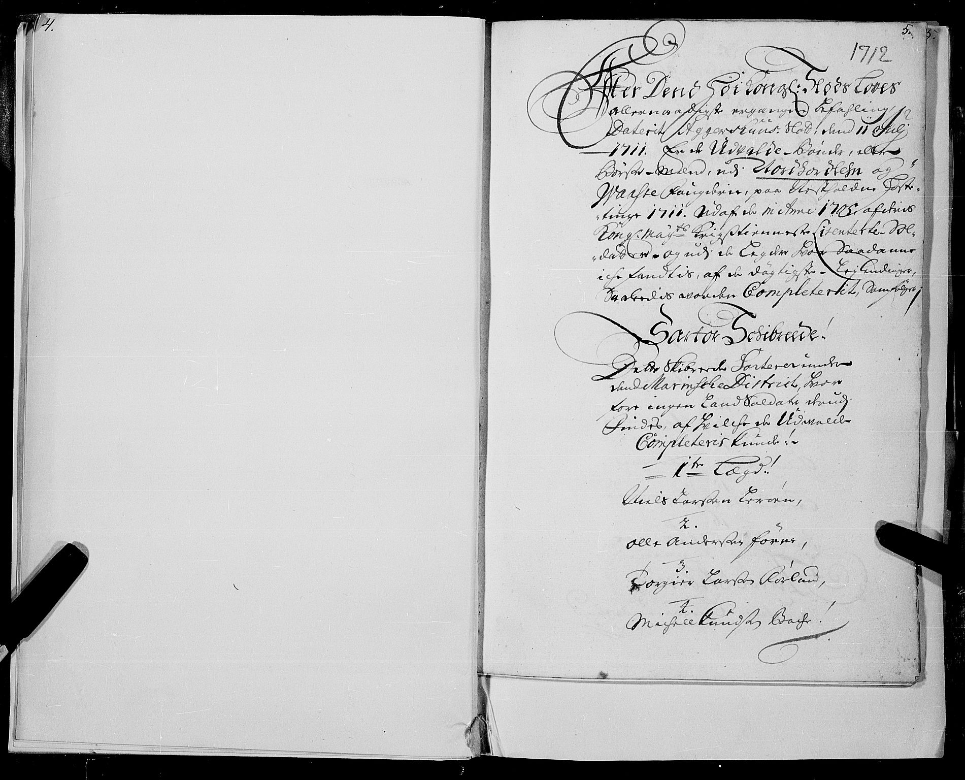 Stiftamtmannen i Bergen, AV/SAB-A-100006/F/Fc/L0006: Lnr. 1889 - Militære manntall og ruller, 1712-1738, s. 4-5