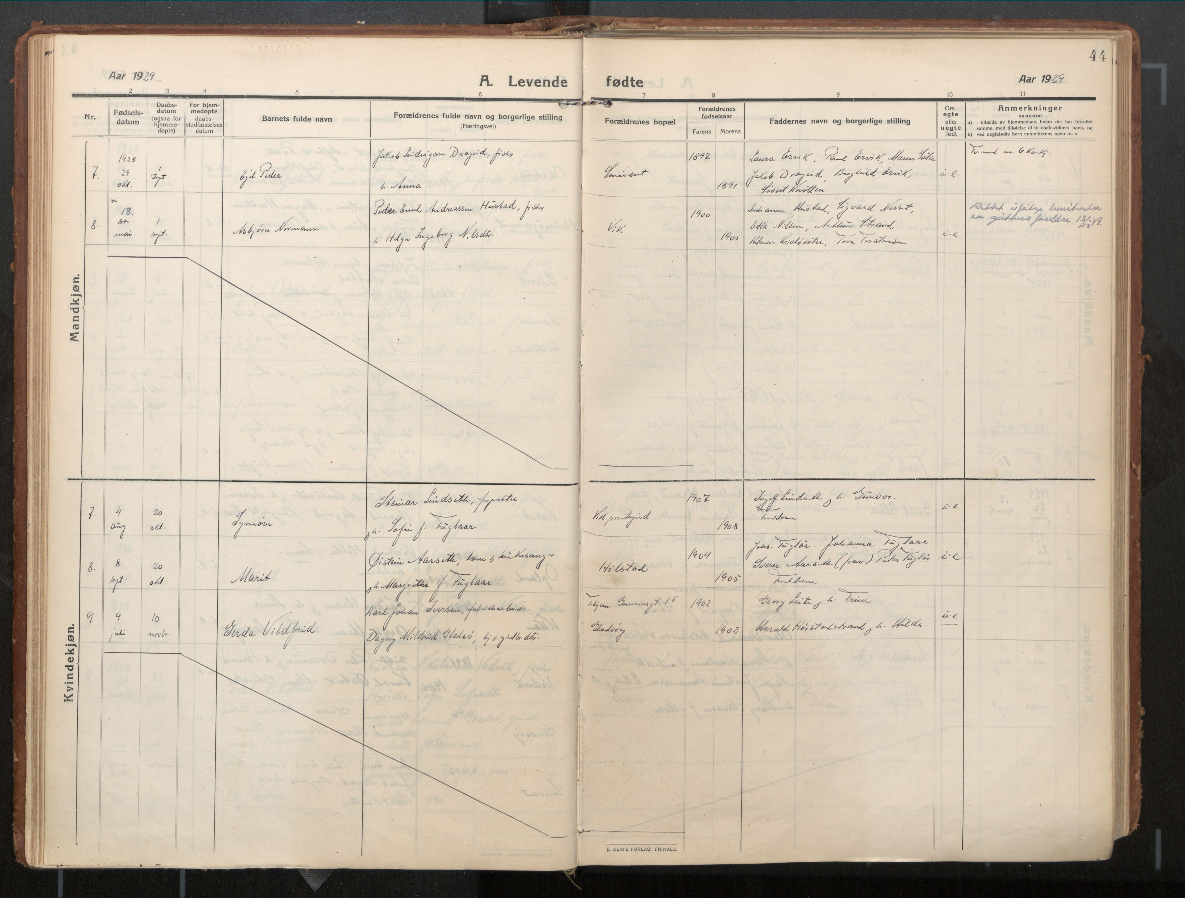 Ministerialprotokoller, klokkerbøker og fødselsregistre - Nord-Trøndelag, AV/SAT-A-1458/771/L0598: Ministerialbok nr. 771A05, 1911-1937, s. 44