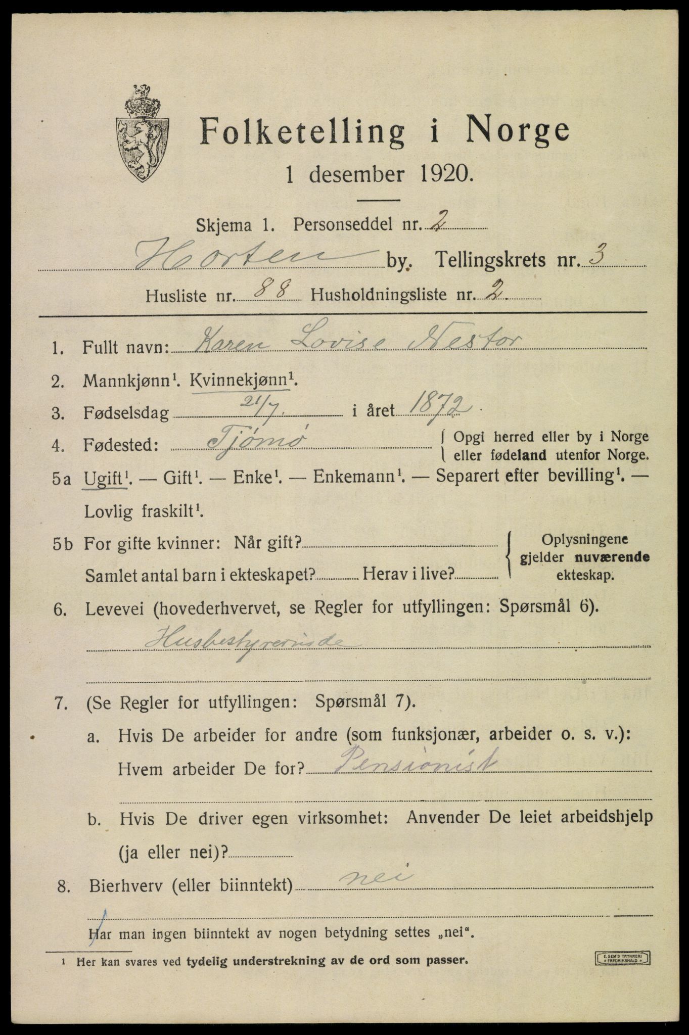 SAKO, Folketelling 1920 for 0703 Horten kjøpstad, 1920, s. 14693