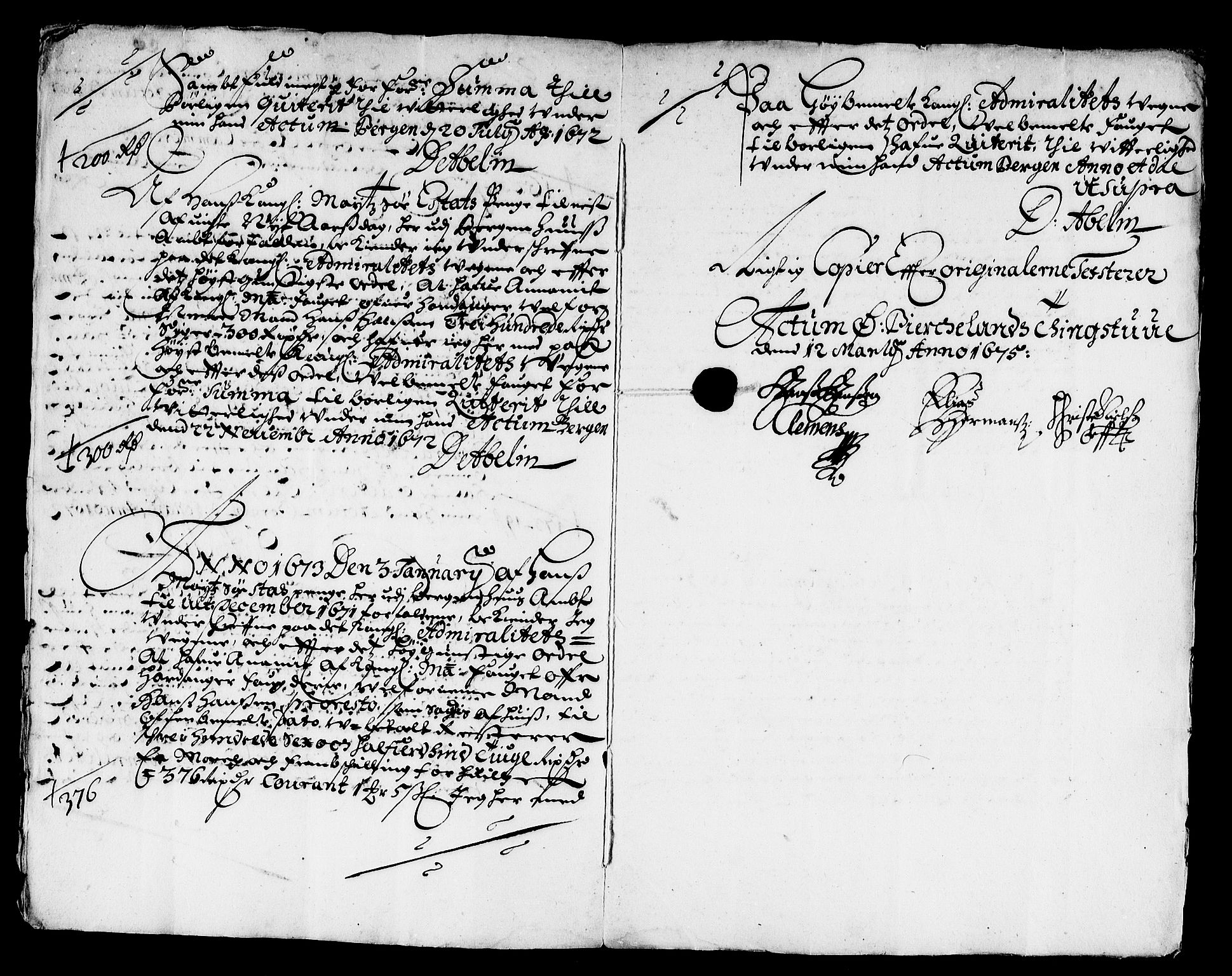 Rentekammeret inntil 1814, Reviderte regnskaper, Stiftamtstueregnskaper, Bergen stiftamt, RA/EA-6043/R/Rc/L0033: Bergen stiftamt, 1664-1671