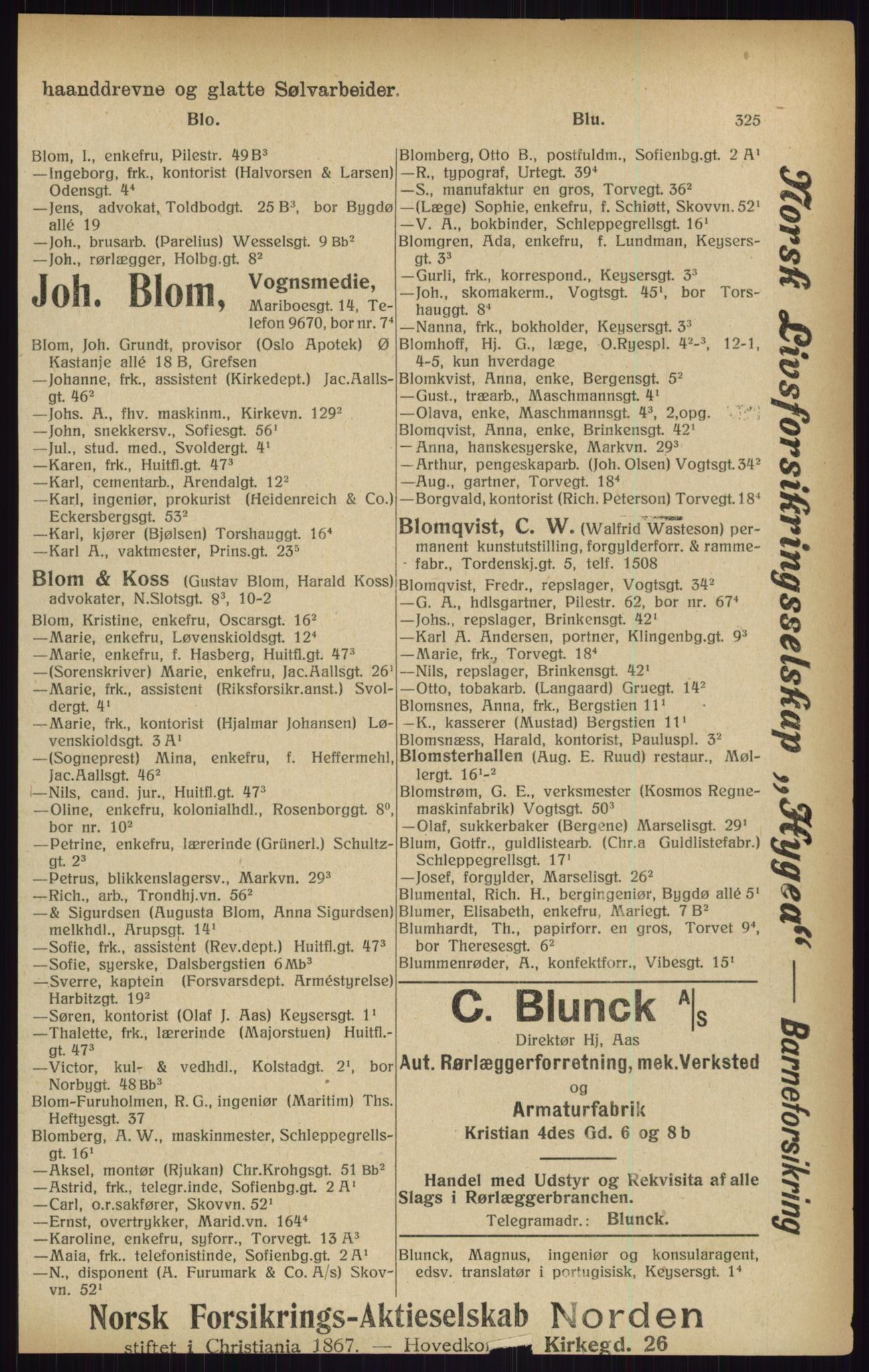 Kristiania/Oslo adressebok, PUBL/-, 1916, s. 325