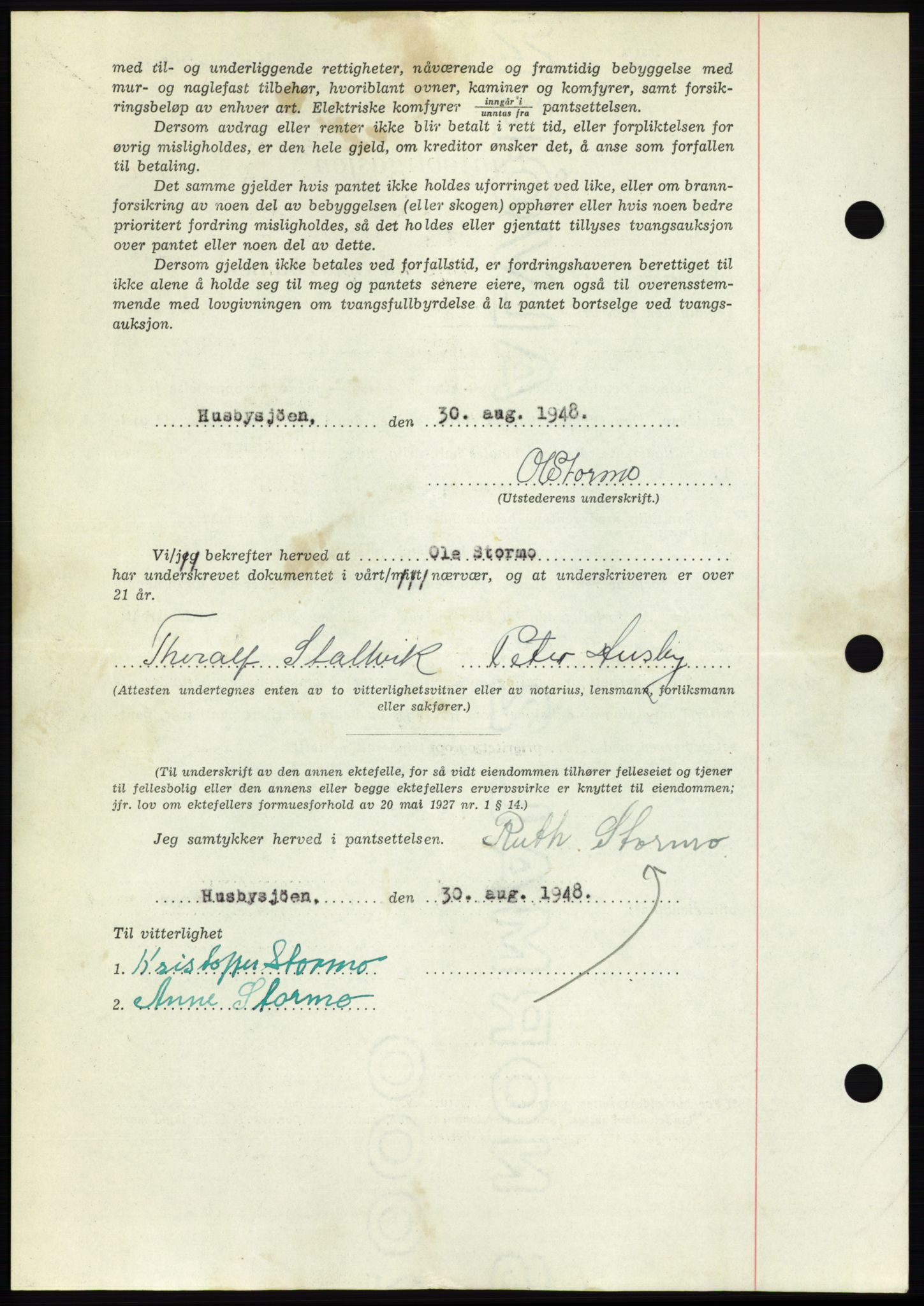 Fosen sorenskriveri, AV/SAT-A-1107/1/2/2C: Pantebok nr. B, 1948-1950, Dagboknr: 1698/1948