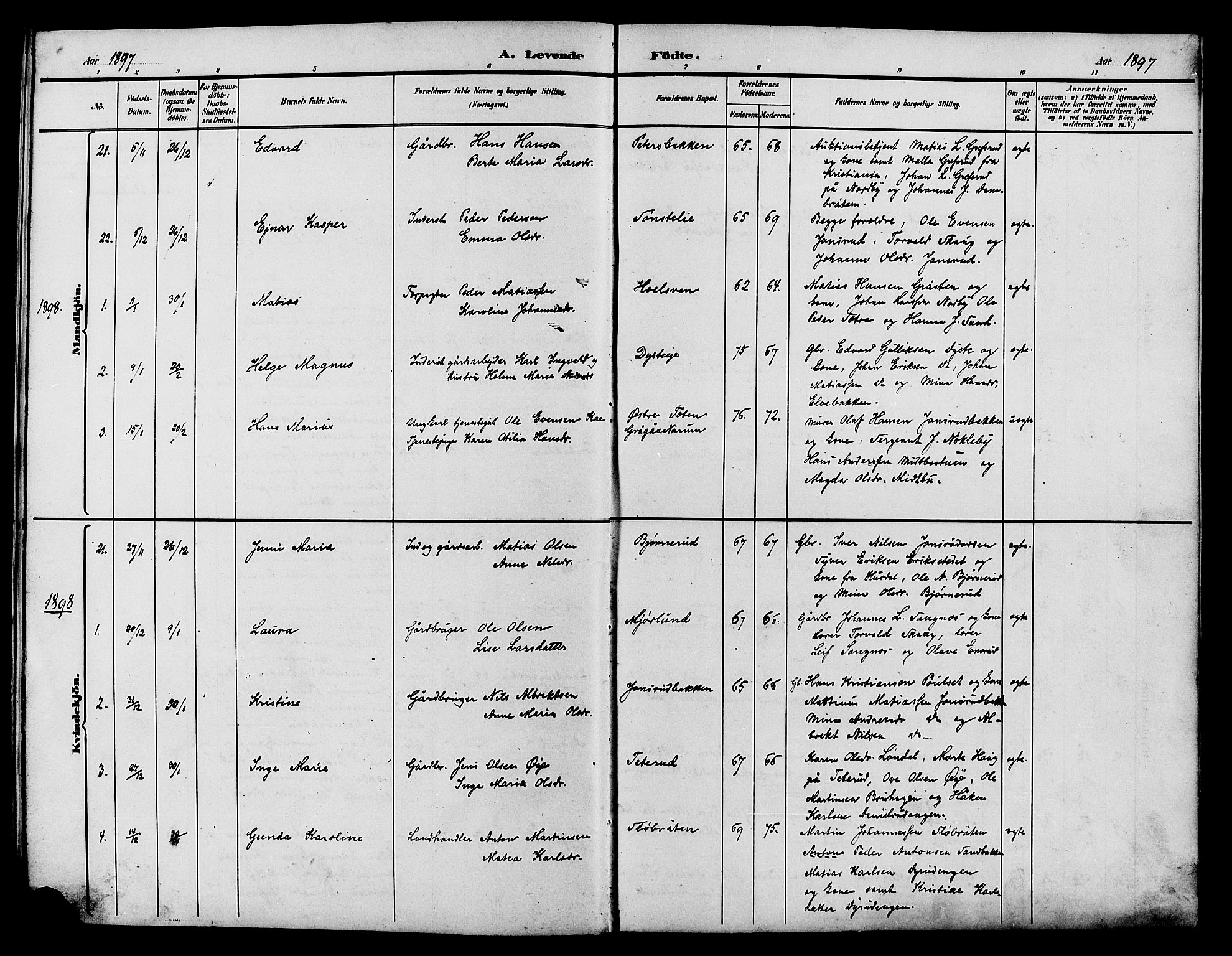 Vestre Toten prestekontor, AV/SAH-PREST-108/H/Ha/Hab/L0015: Klokkerbok nr. 15, 1890-1900