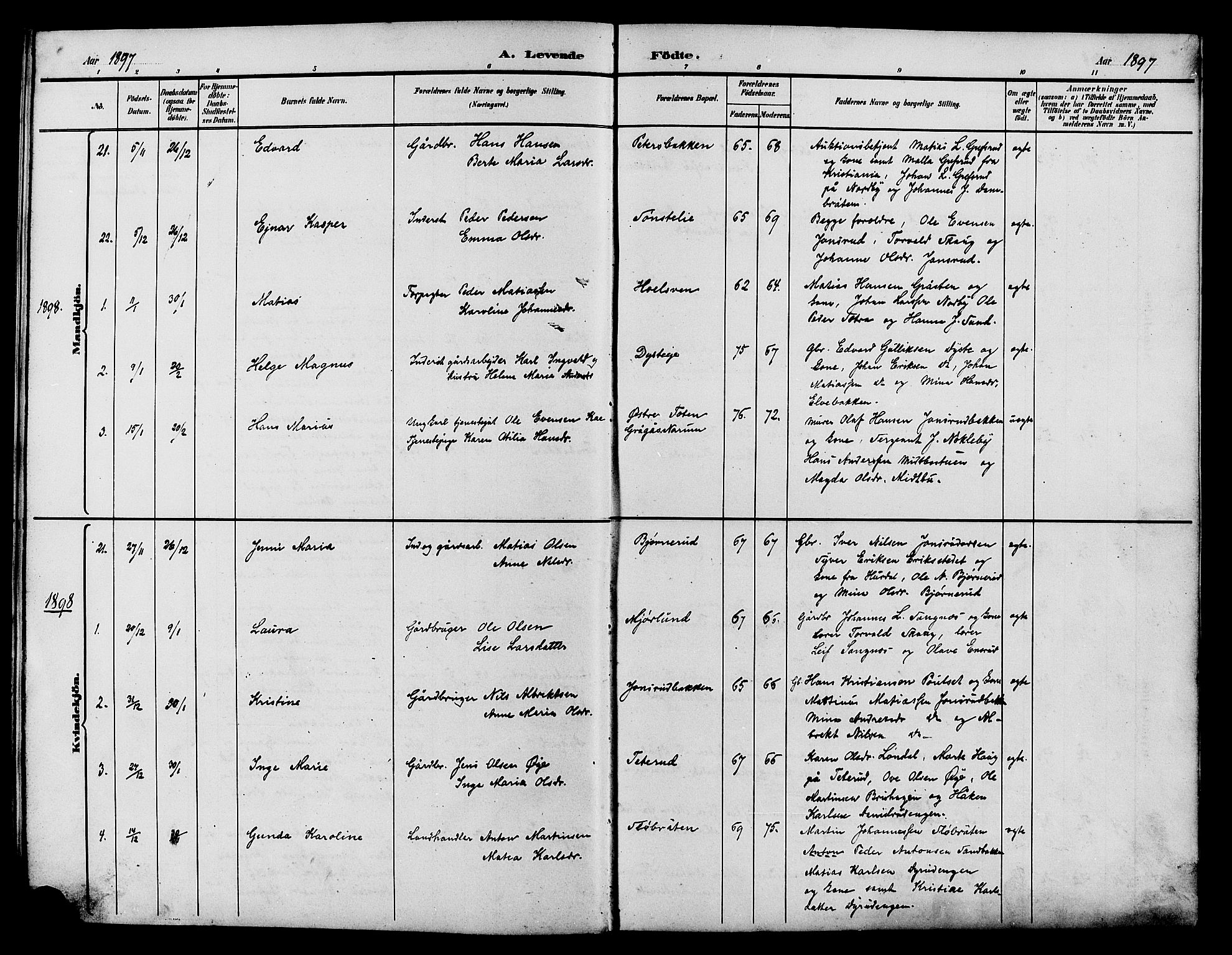 Vestre Toten prestekontor, SAH/PREST-108/H/Ha/Hab/L0015: Klokkerbok nr. 15, 1890-1900