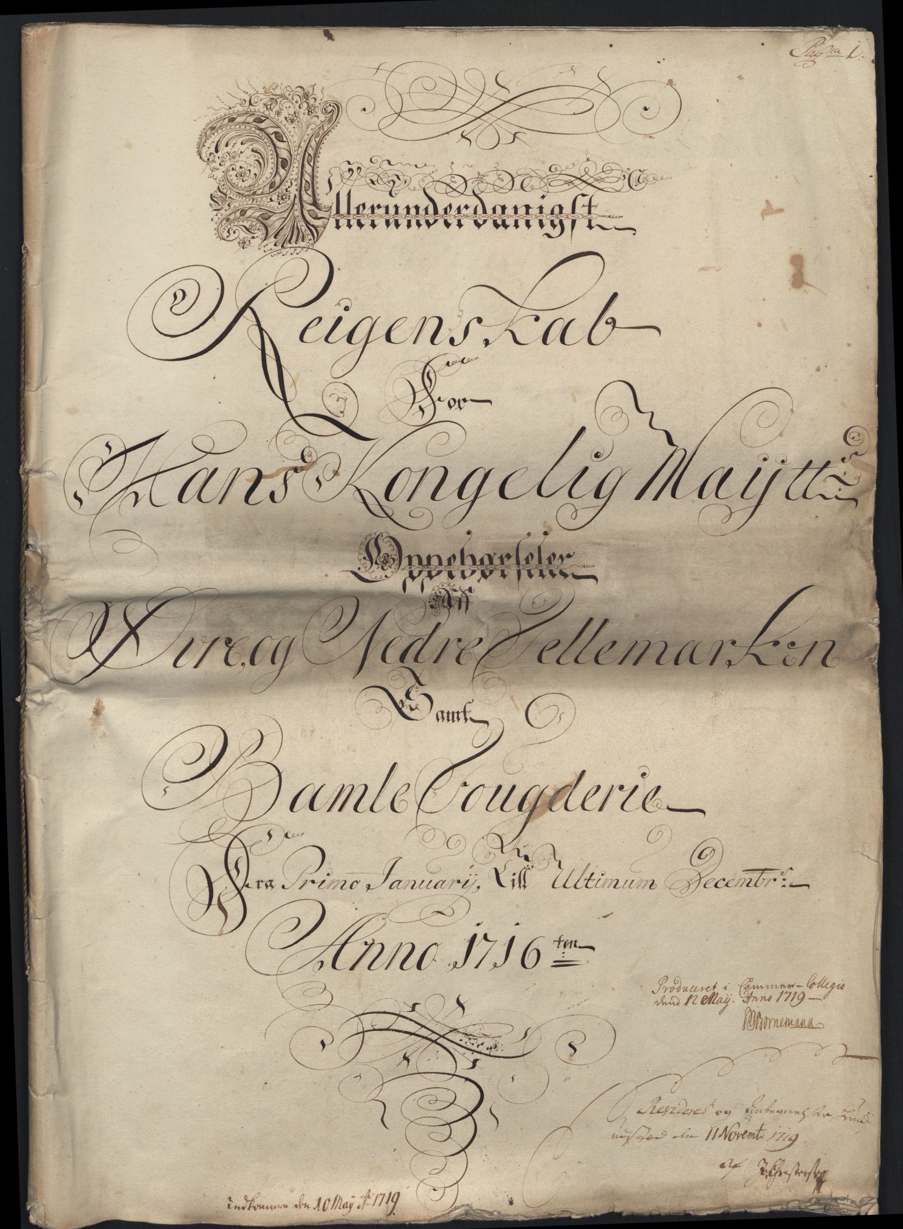 Rentekammeret inntil 1814, Reviderte regnskaper, Fogderegnskap, AV/RA-EA-4092/R36/L2128: Fogderegnskap Øvre og Nedre Telemark og Bamble, 1716, s. 3