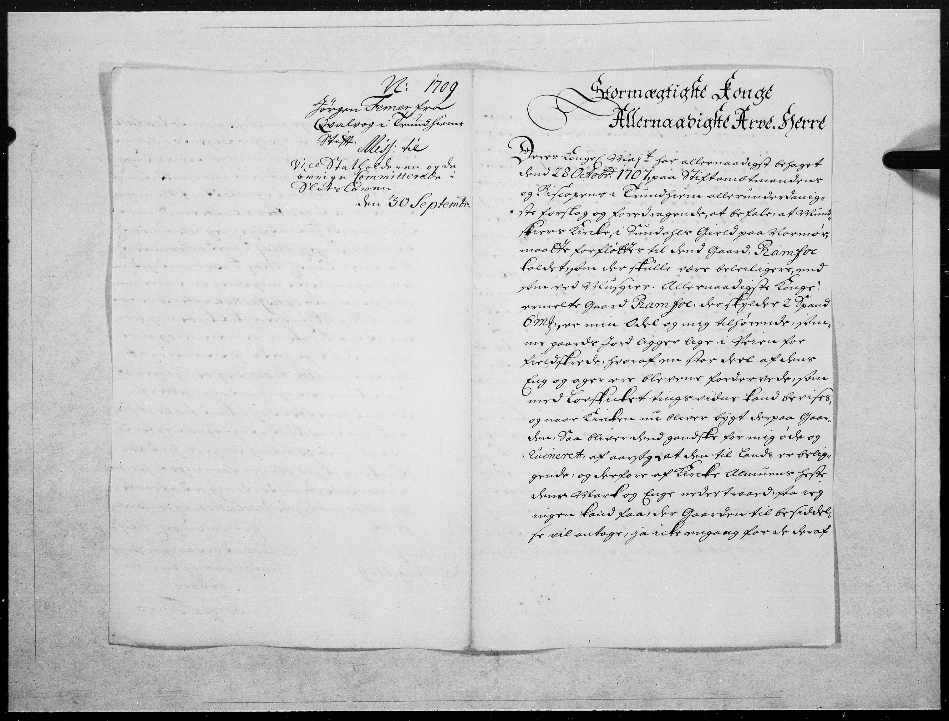 Danske Kanselli 1572-1799, AV/RA-EA-3023/F/Fc/Fcc/Fcca/L0067: Norske innlegg 1572-1799, 1709, s. 492