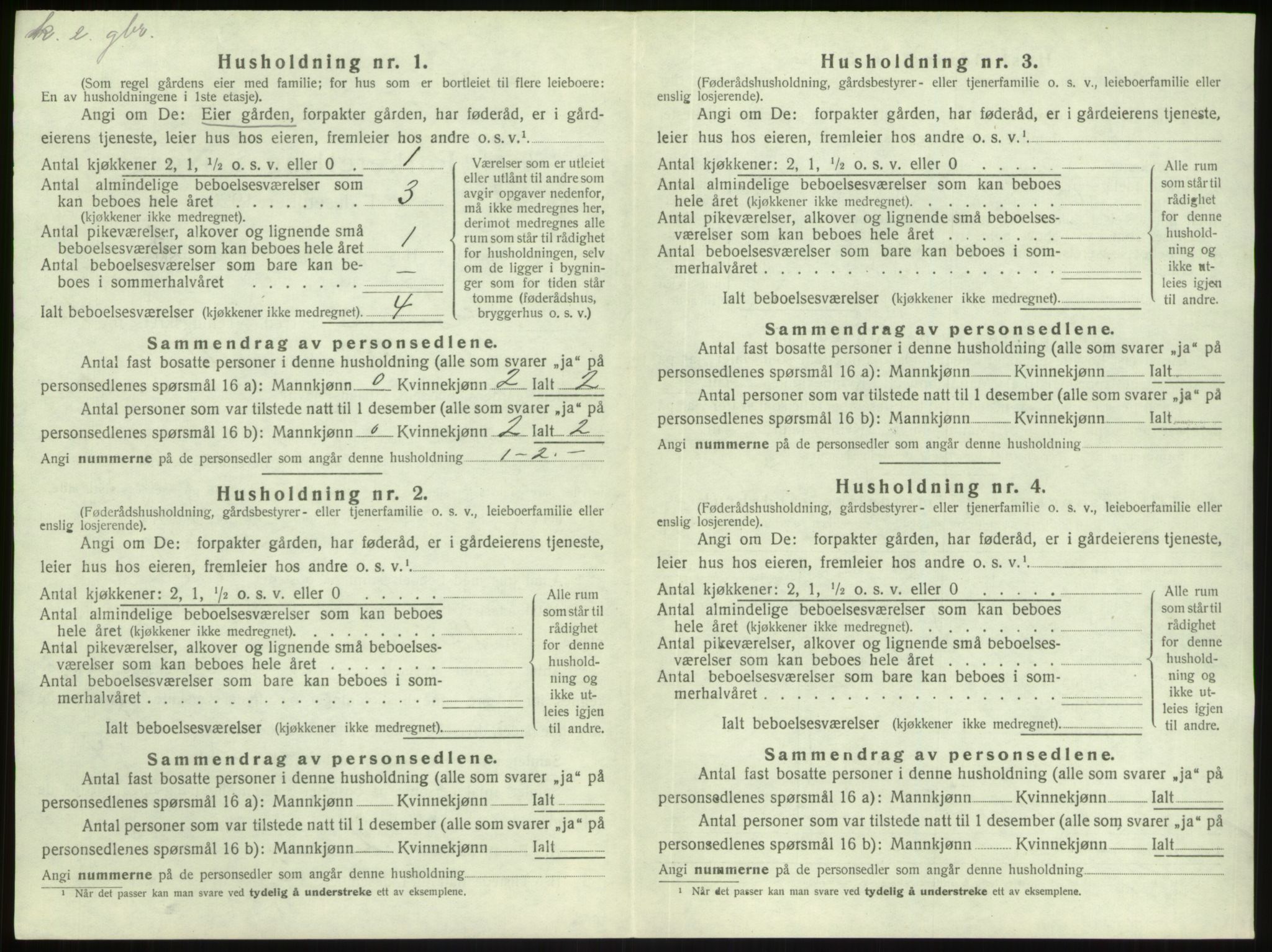 SAB, Folketelling 1920 for 1411 Gulen herred, 1920, s. 825