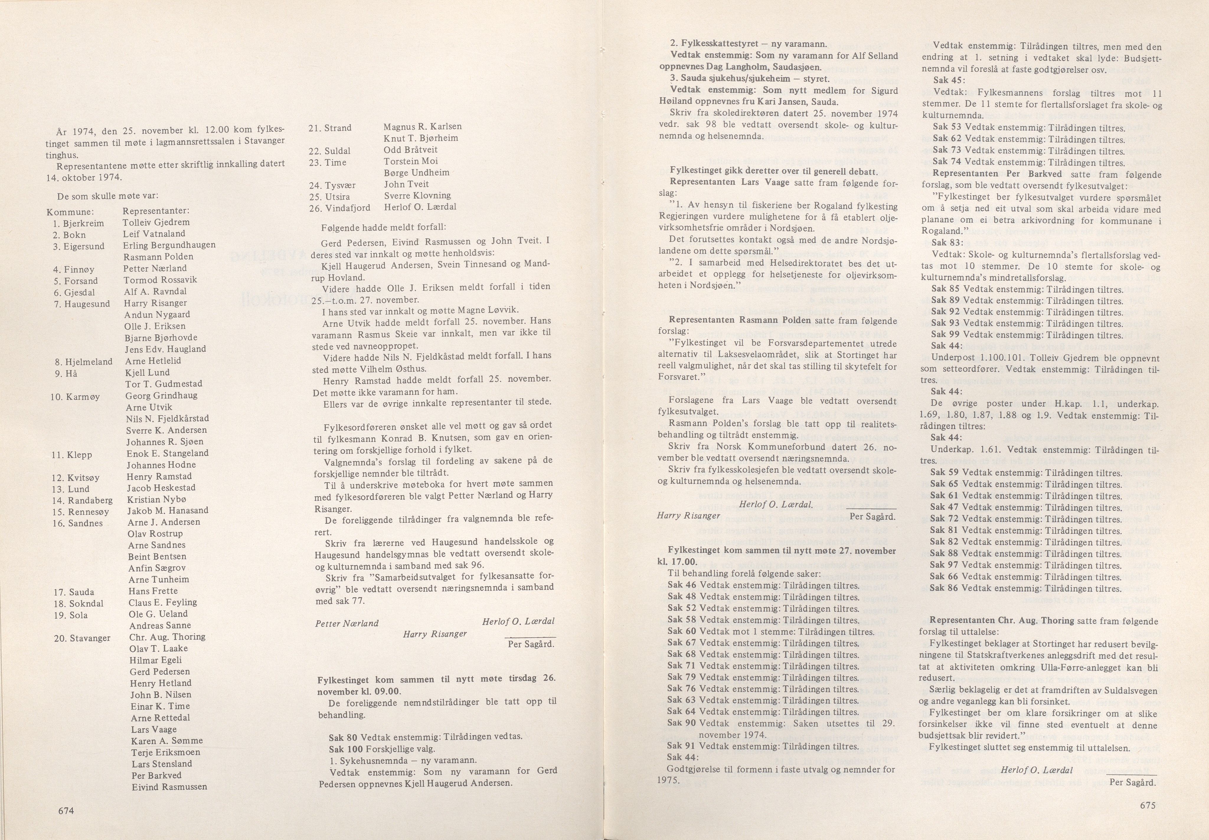 Rogaland fylkeskommune - Fylkesrådmannen , IKAR/A-900/A/Aa/Aaa/L0094: Møtebok , 1974, s. 674-675